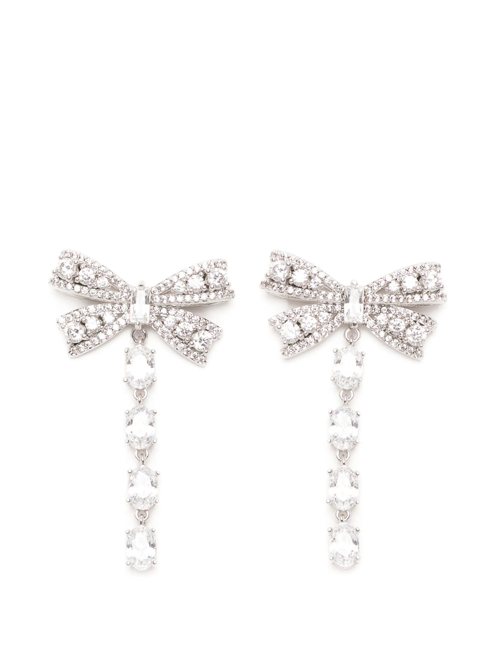 Self-Portrait crystal - bow drop earrings