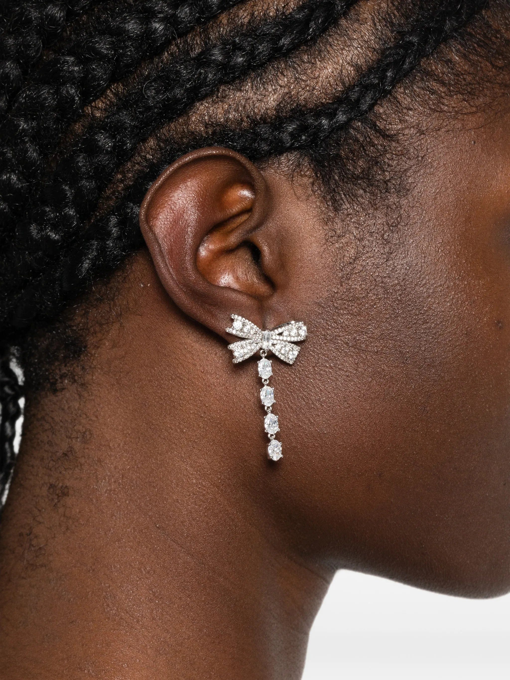 Self-Portrait crystal - bow drop earrings