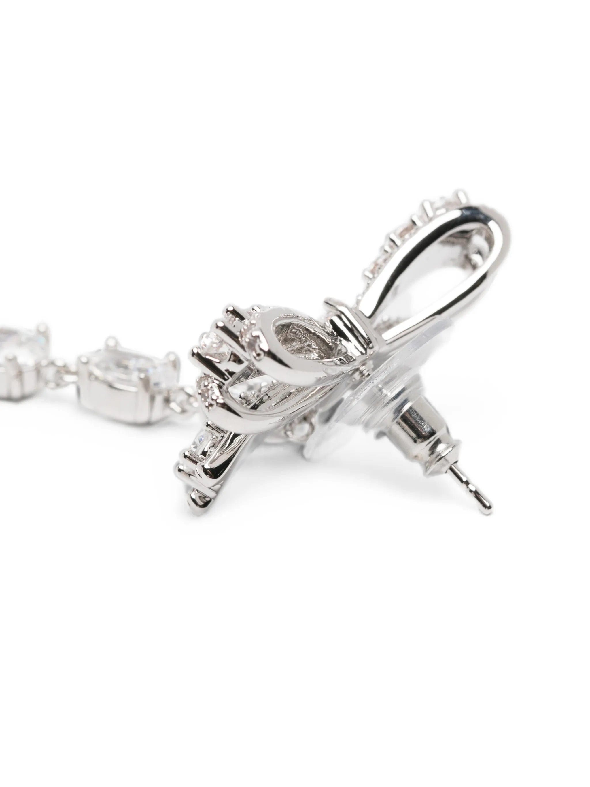 Self-Portrait crystal - bow drop earrings