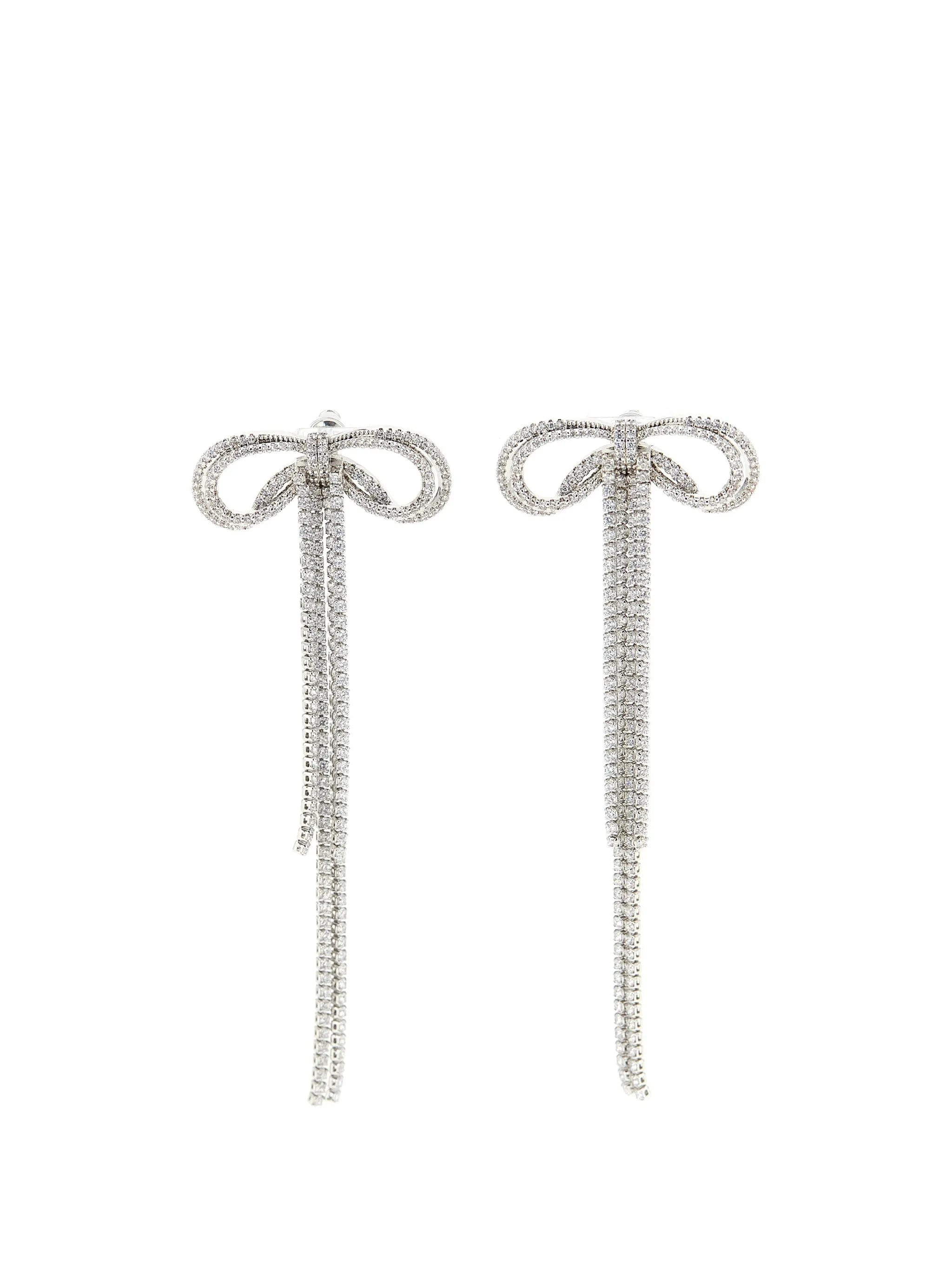 Self-Portrait crystal - embellished bow earrings