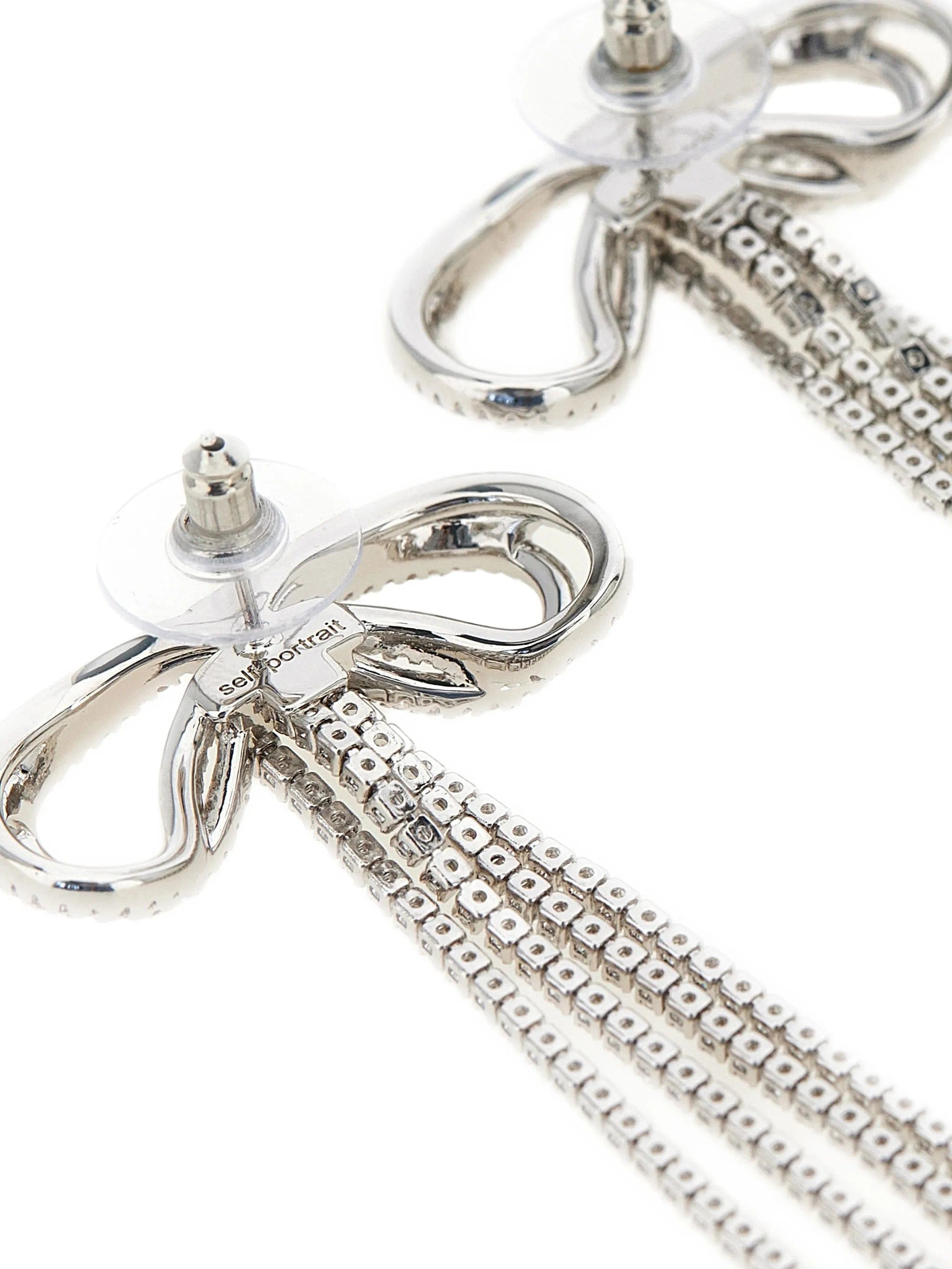 Self-Portrait crystal - embellished bow earrings