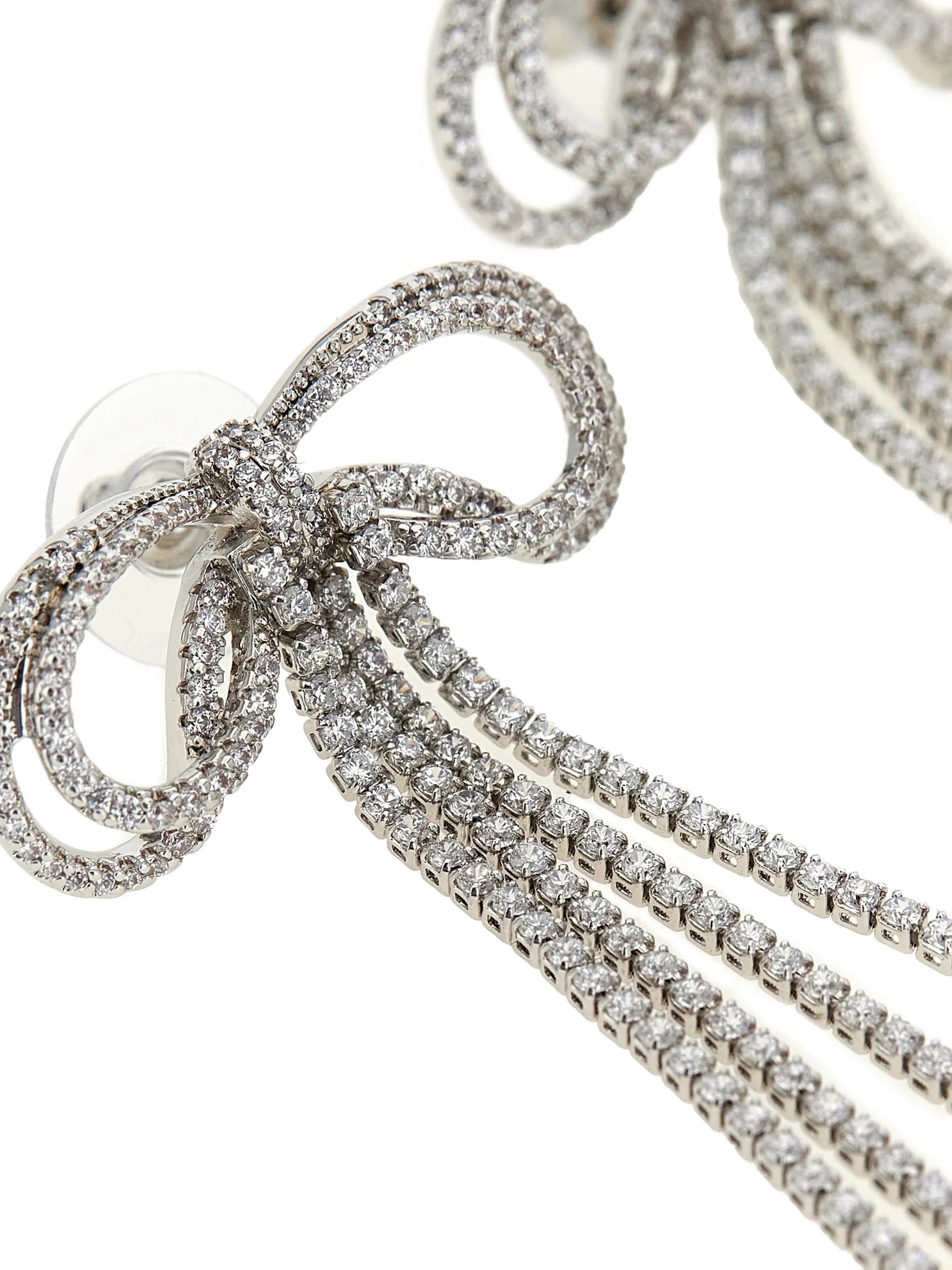 Self-Portrait crystal - embellished bow earrings