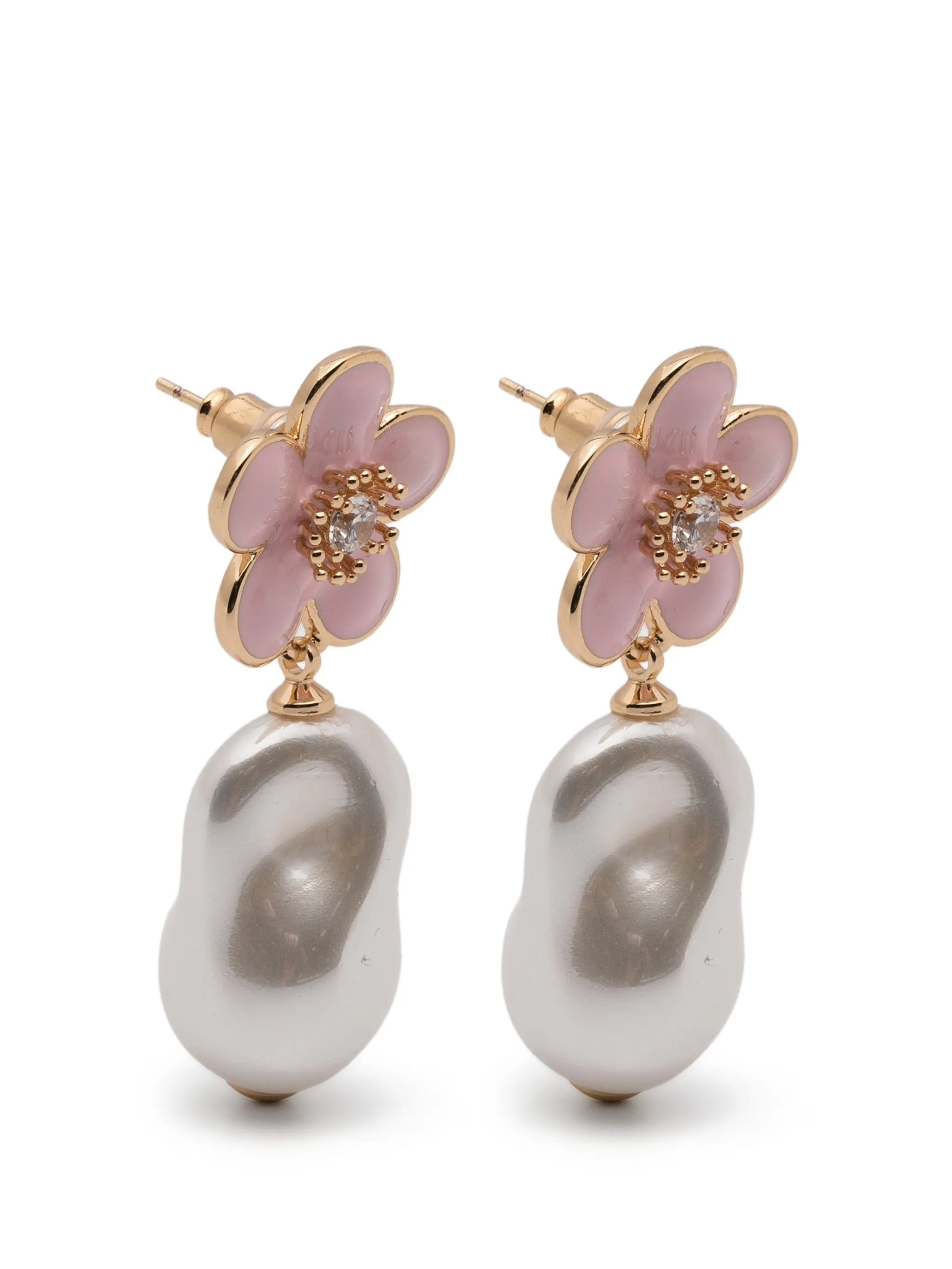 Self-Portrait flower - motif pearl - drop earrings