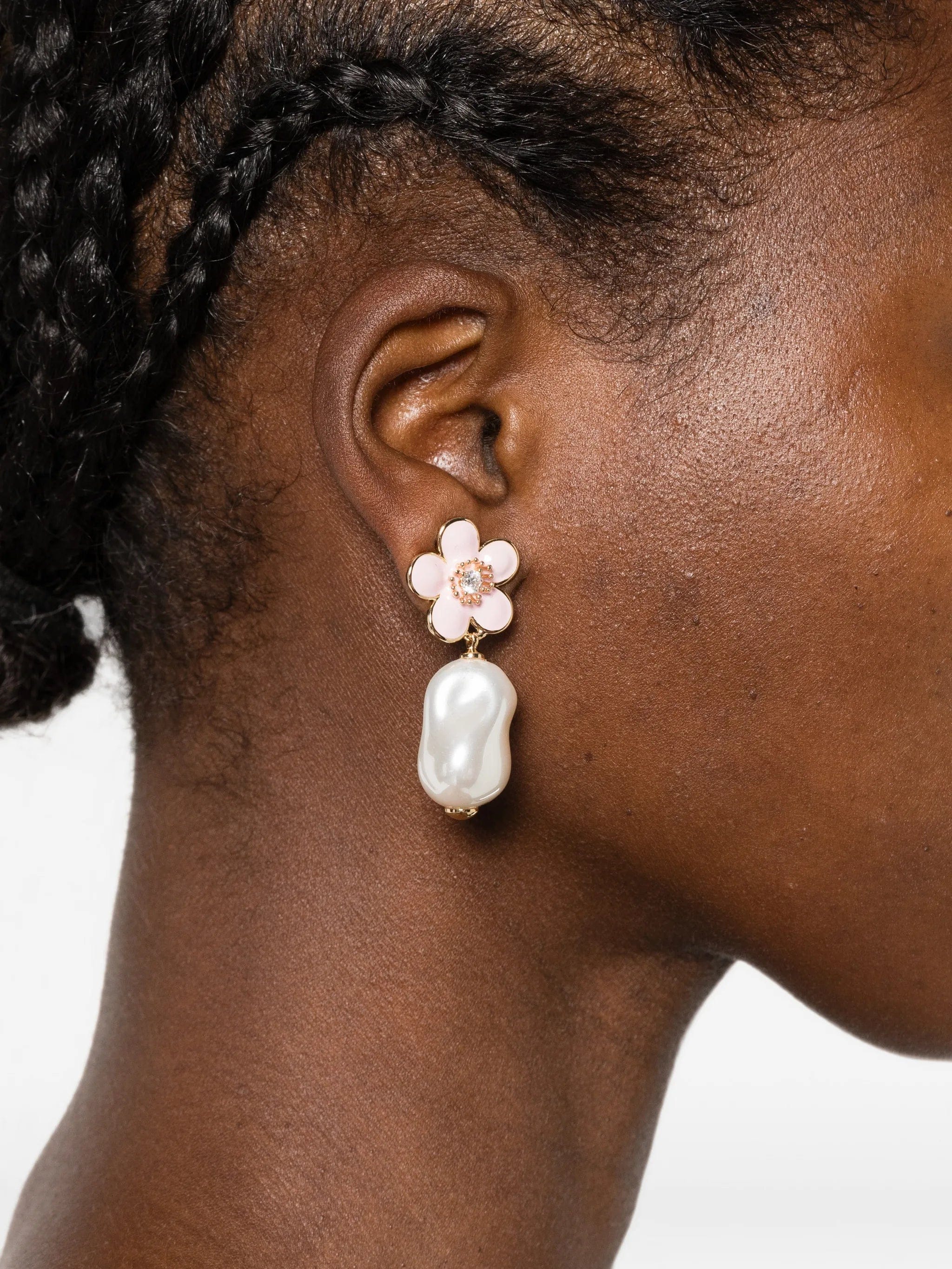 Self-Portrait flower - motif pearl - drop earrings
