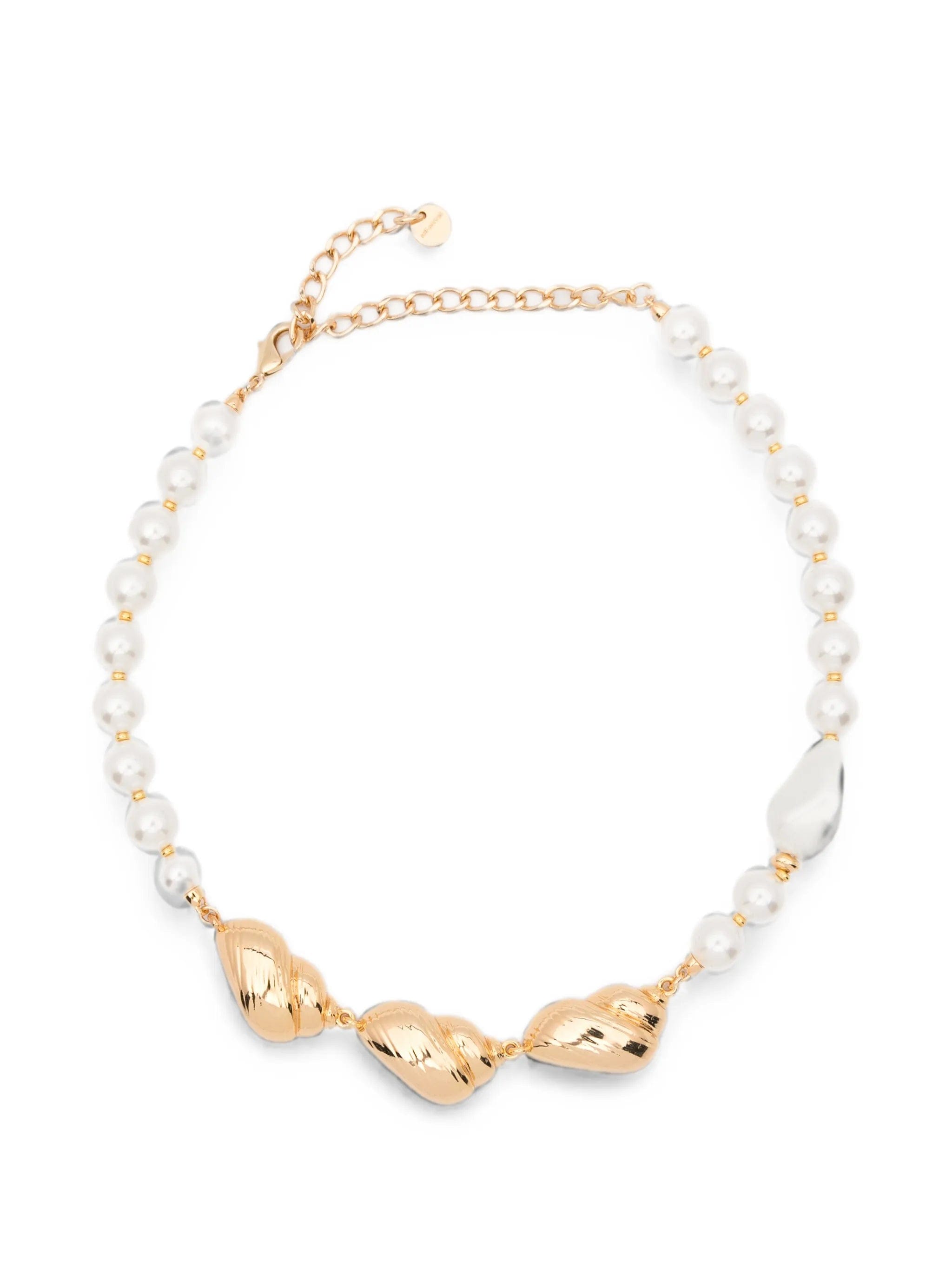 Self-Portrait shell - detail faux - pearl necklace