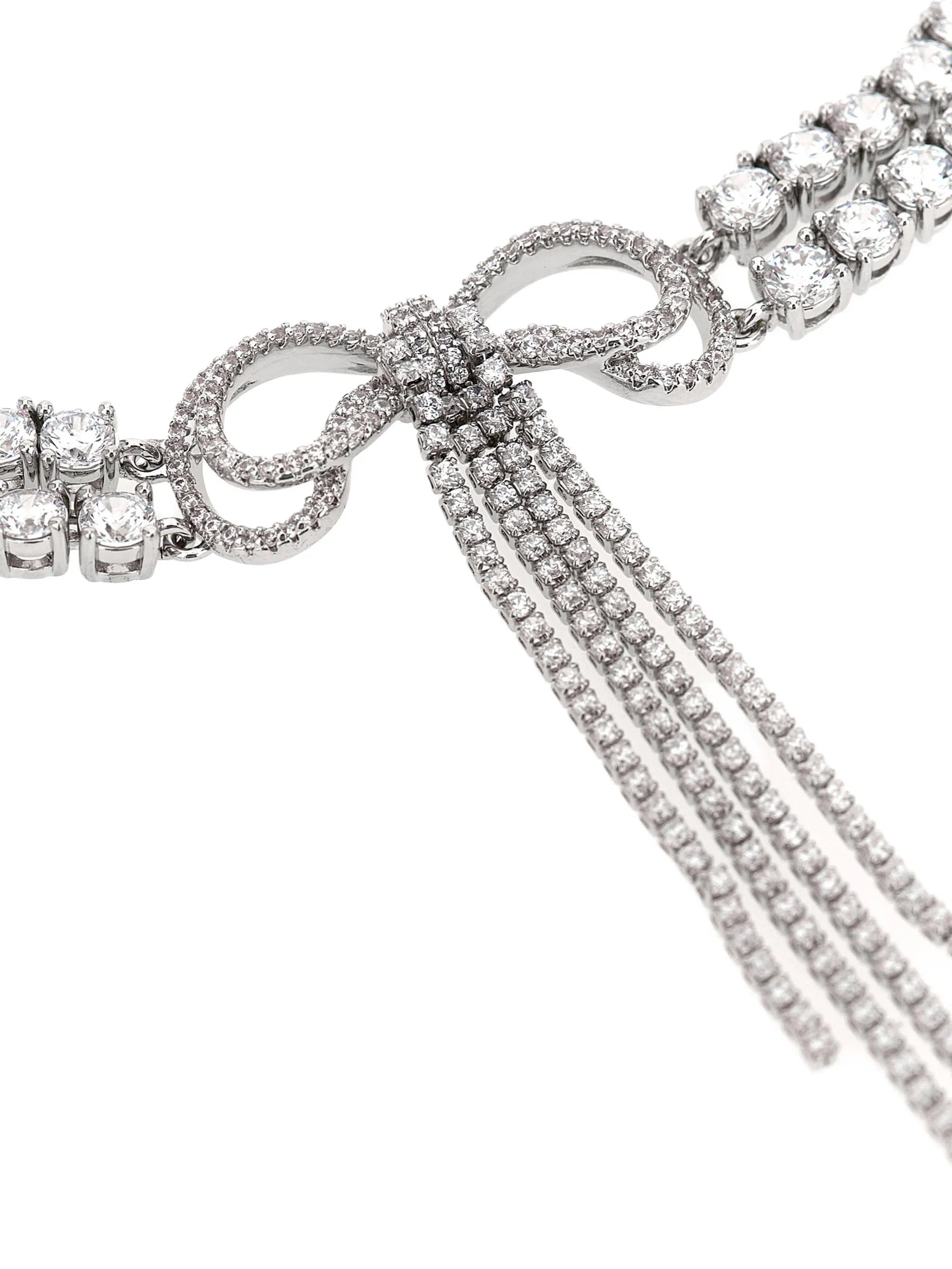 Self-Portrait Double Crystal Bow necklace