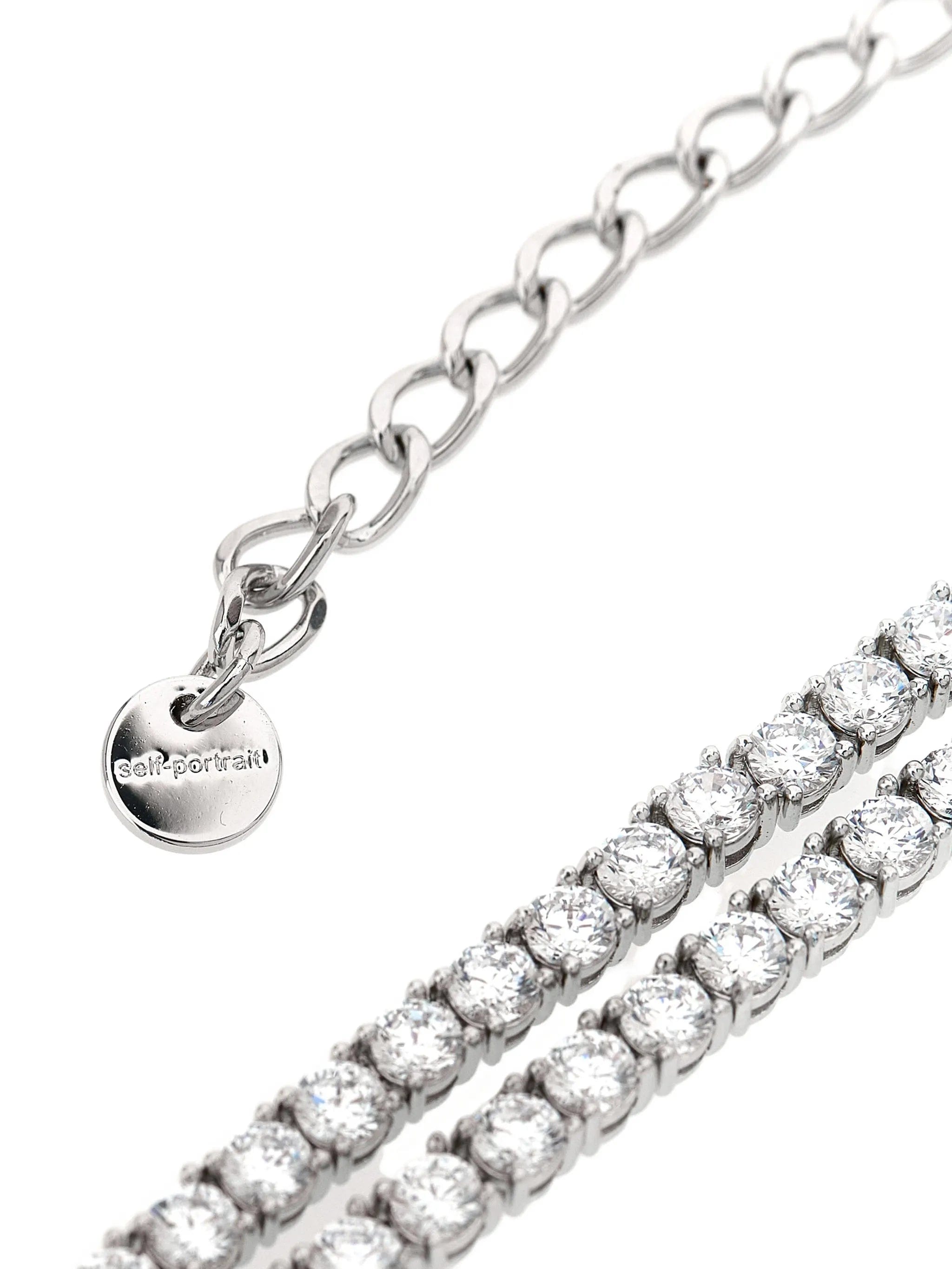 Self-Portrait Double Crystal Bow necklace