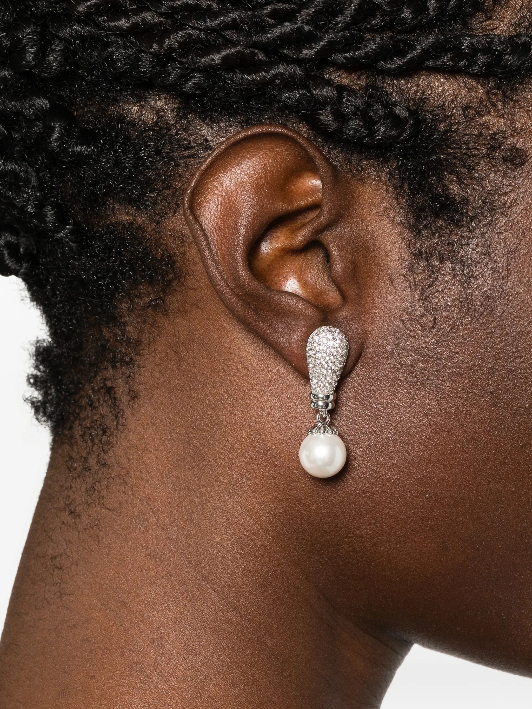 Self-Portrait Drio crystal - embellished pearl - drop earrings