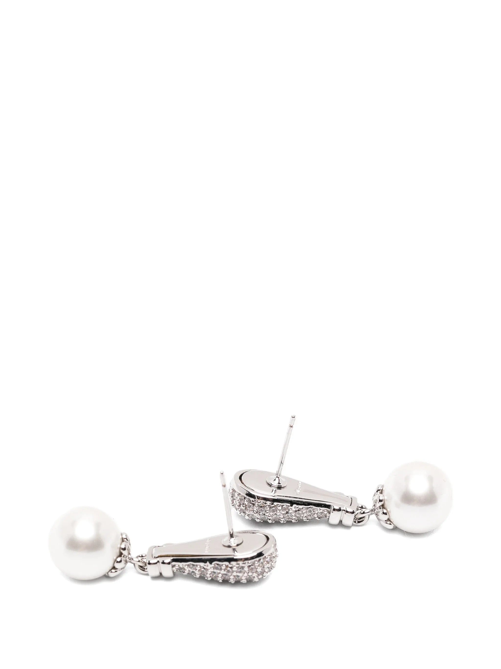 Self-Portrait Drio crystal - embellished pearl - drop earrings