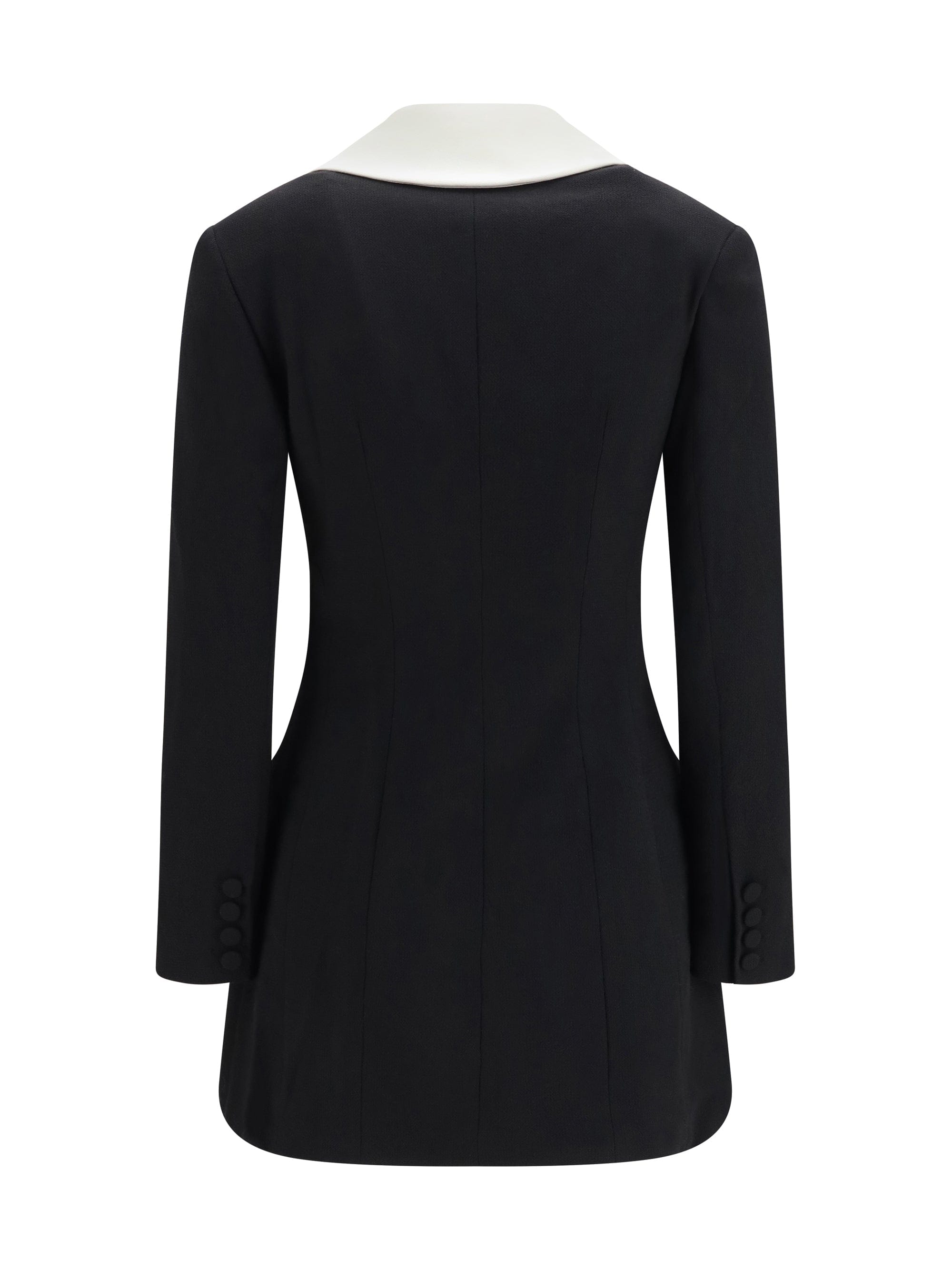 Self - Portrait Double - Breasted Wool with Jeweled Buttons Dress — Black