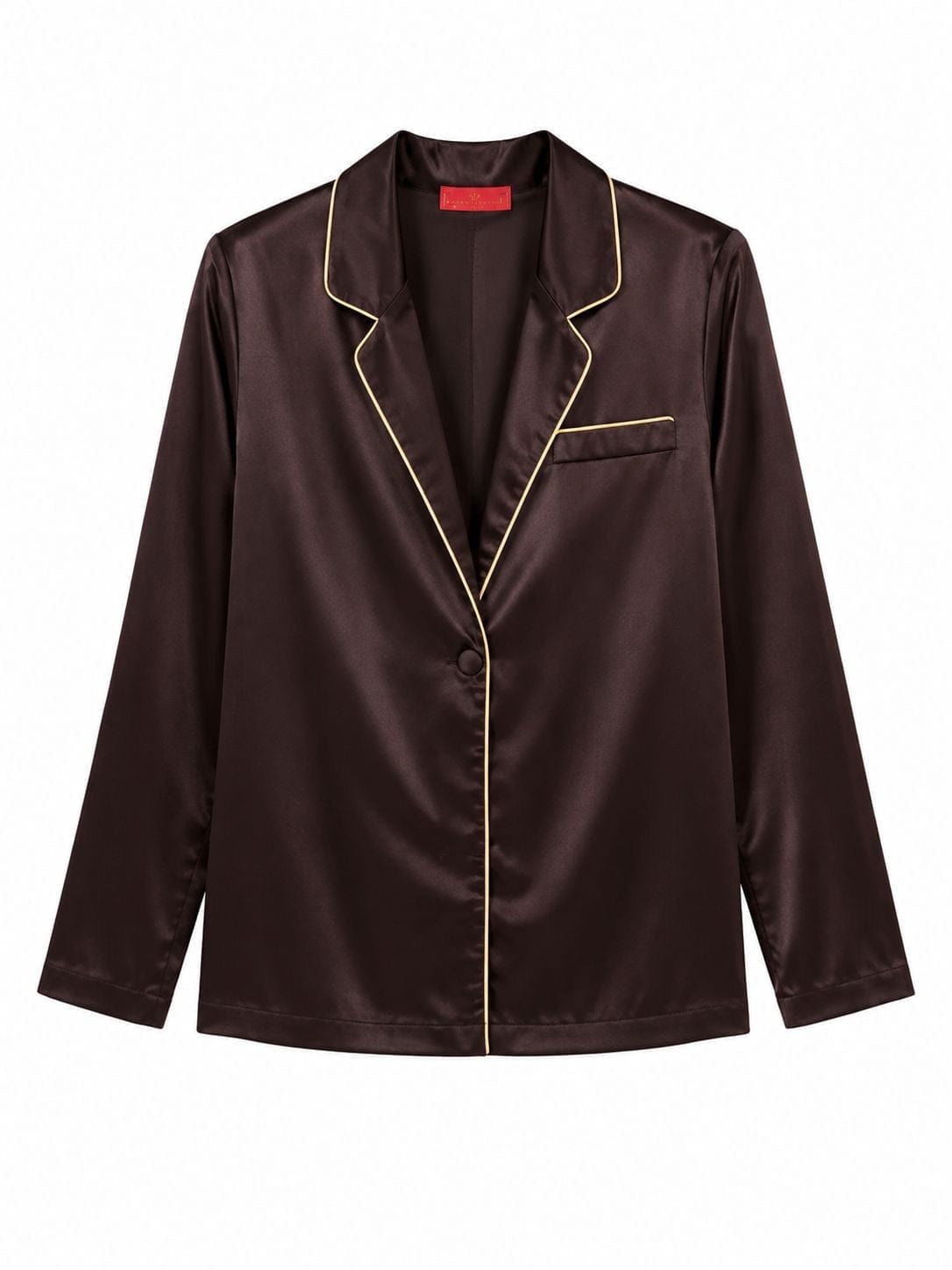 Maison Clad JACKET MARTINE DOUBLE SILK FABRIC GOLD PIPPING DARK BROWN MCL11414