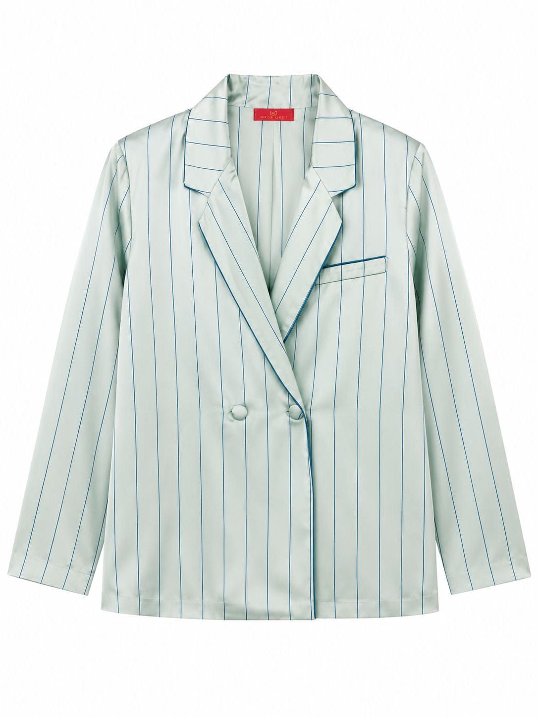 Maison Clad JACKET JUSTIN PIPPING DOUBLE SILK LINING AQUA PINSTRIPES MCL11411
