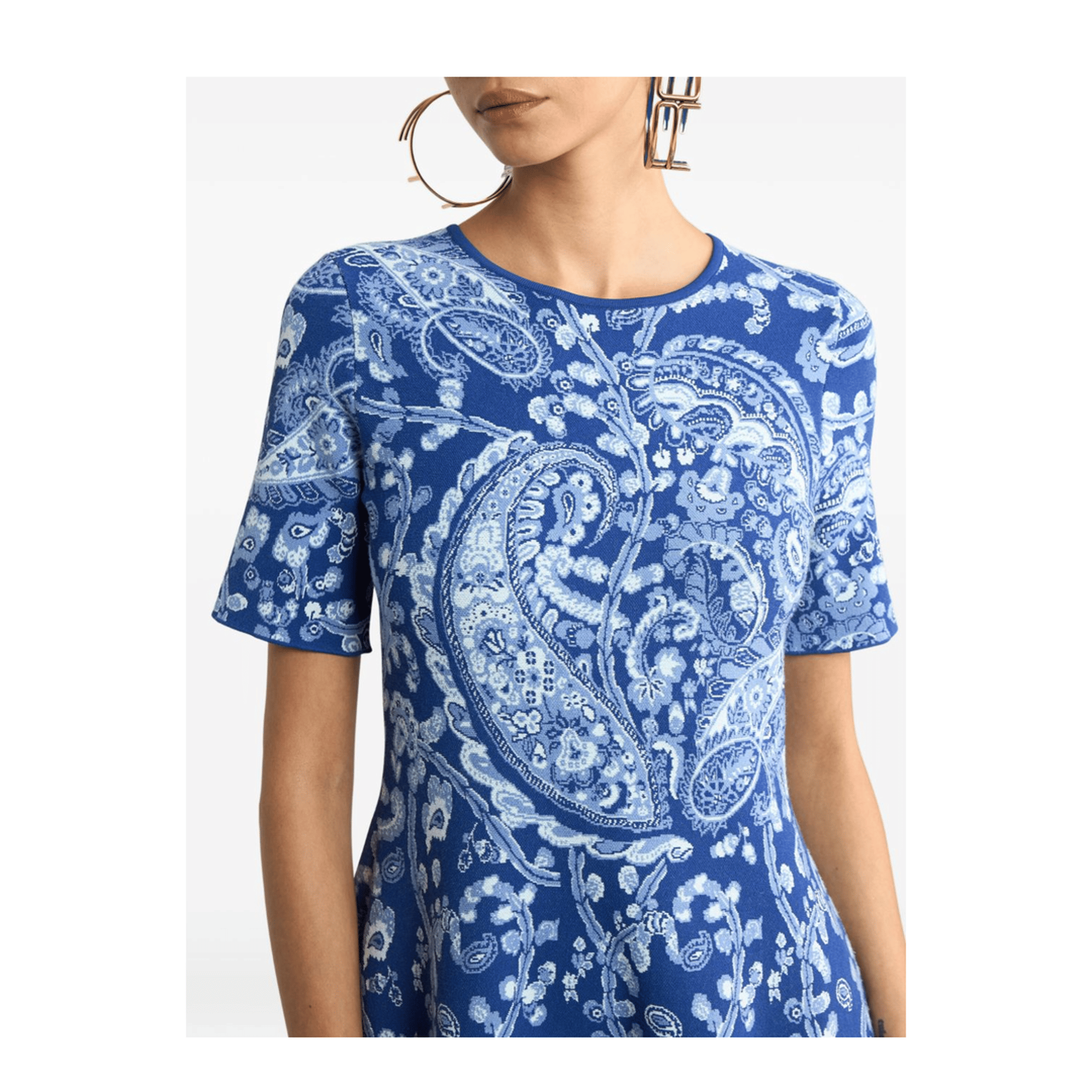 Etro Floral Paisley Motif Dress Blue