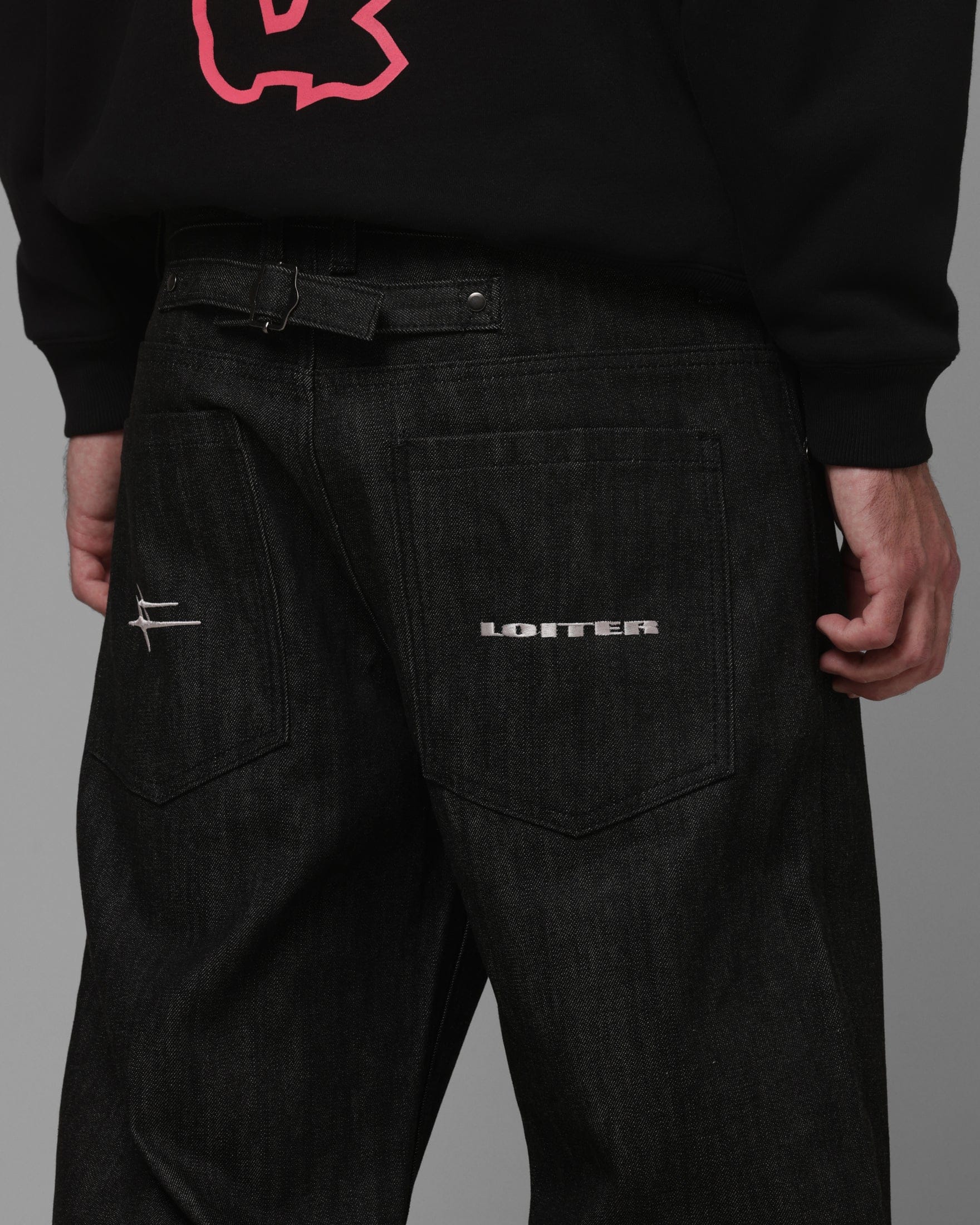 Loiter Selvedge Denim Boot Cut Jeans Black