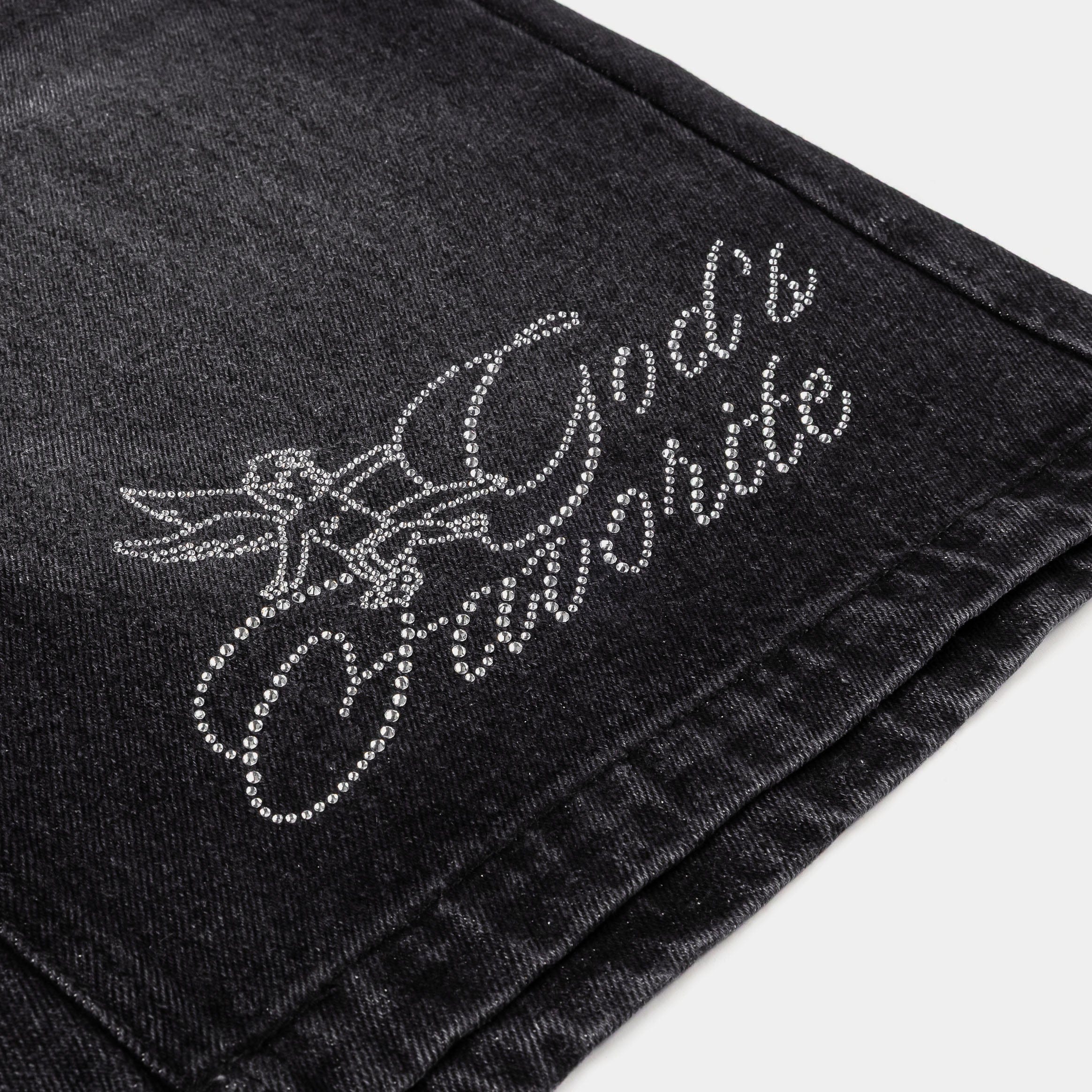 Original SIN God's Favorite Denim Womens Shorts (Black/Silver)