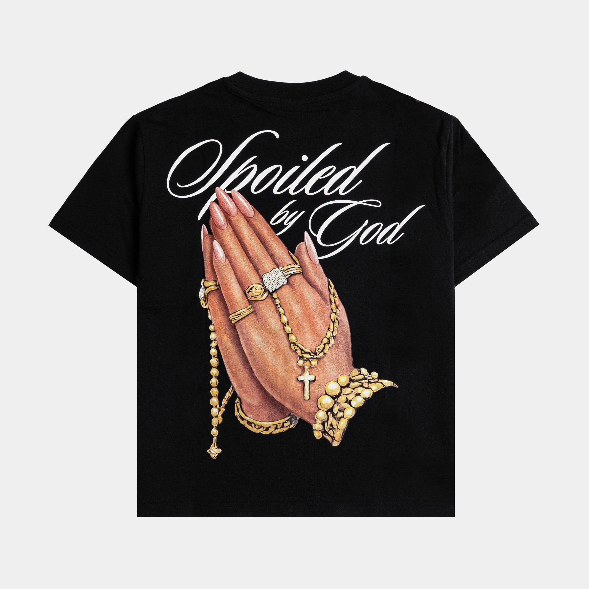 Original SIN Spoiled By God Womens Short Sleeve Shirt (Black/Pink)