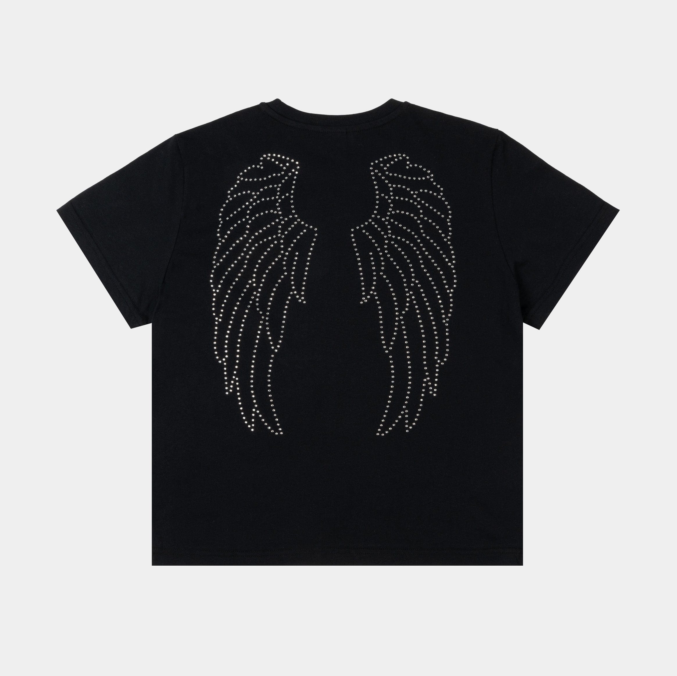 Original SIN Spoiled Angel Cropped Womens Short Sleeve Shirt (Black/Silver)