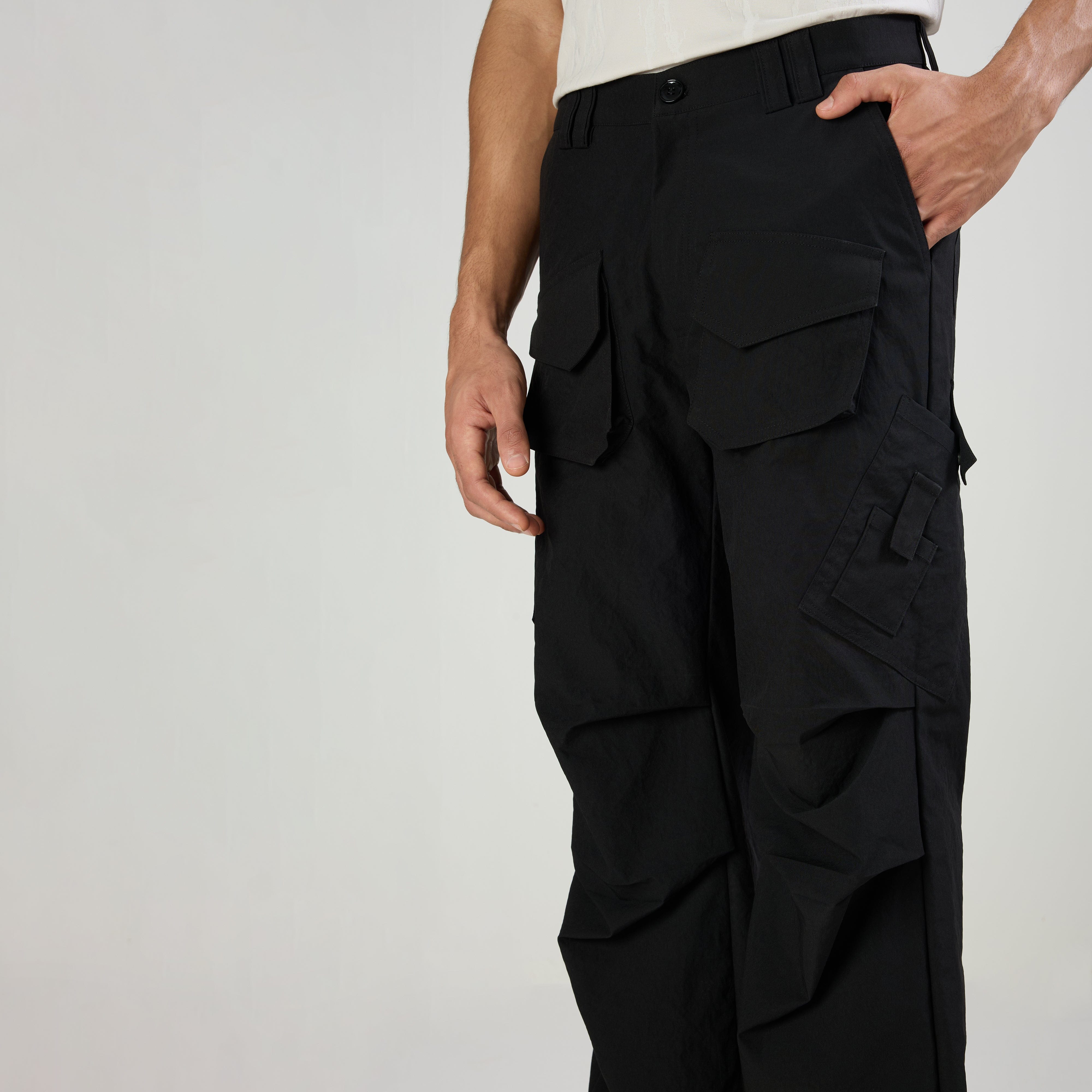 Warping Theories PARACHUTE PANTS TYPE - 2 - BLACK
