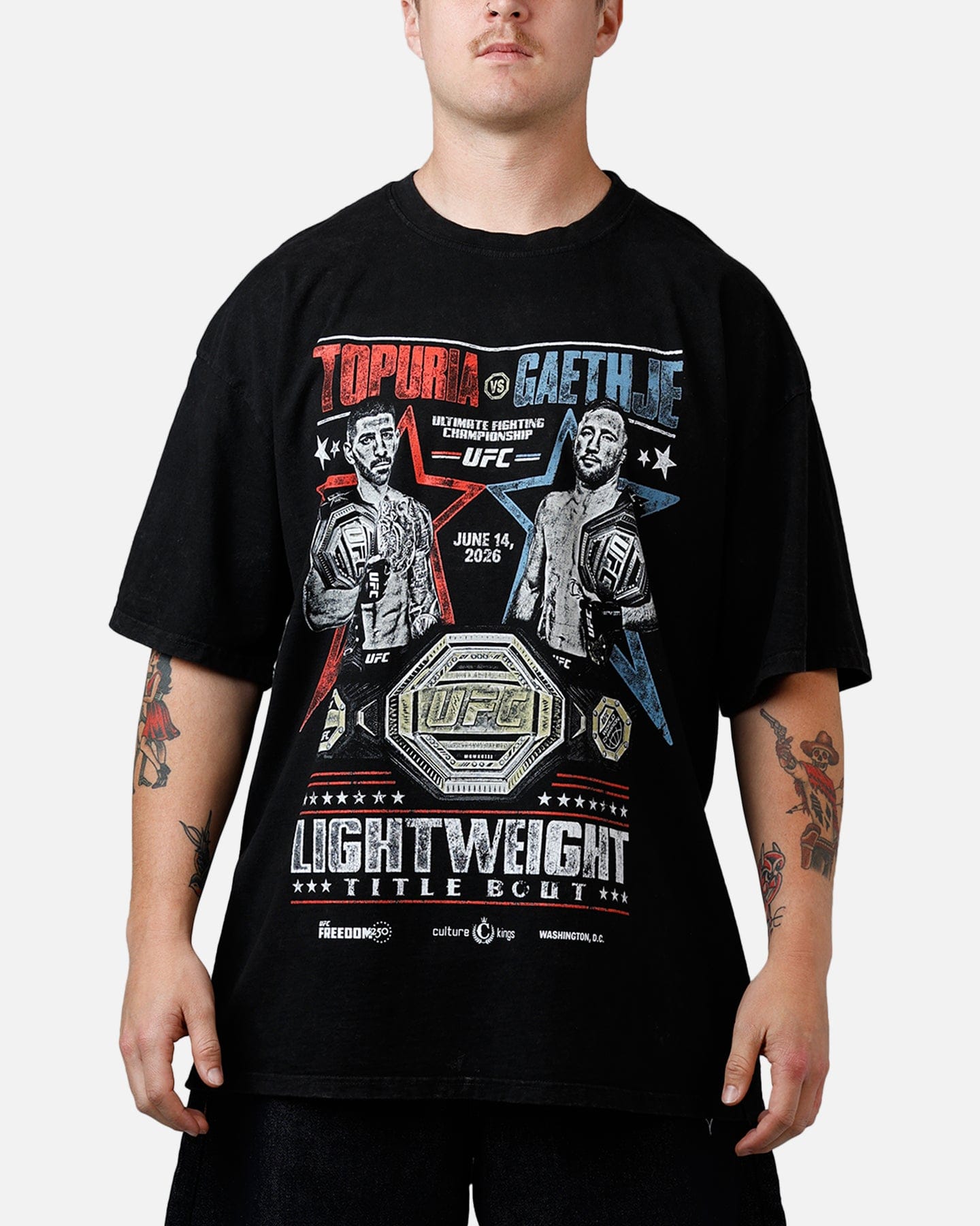 Culture KINGS UFC By Culture Kings UFC 250 Topuria Vs Gaethje T - Shirt Black Acidwash