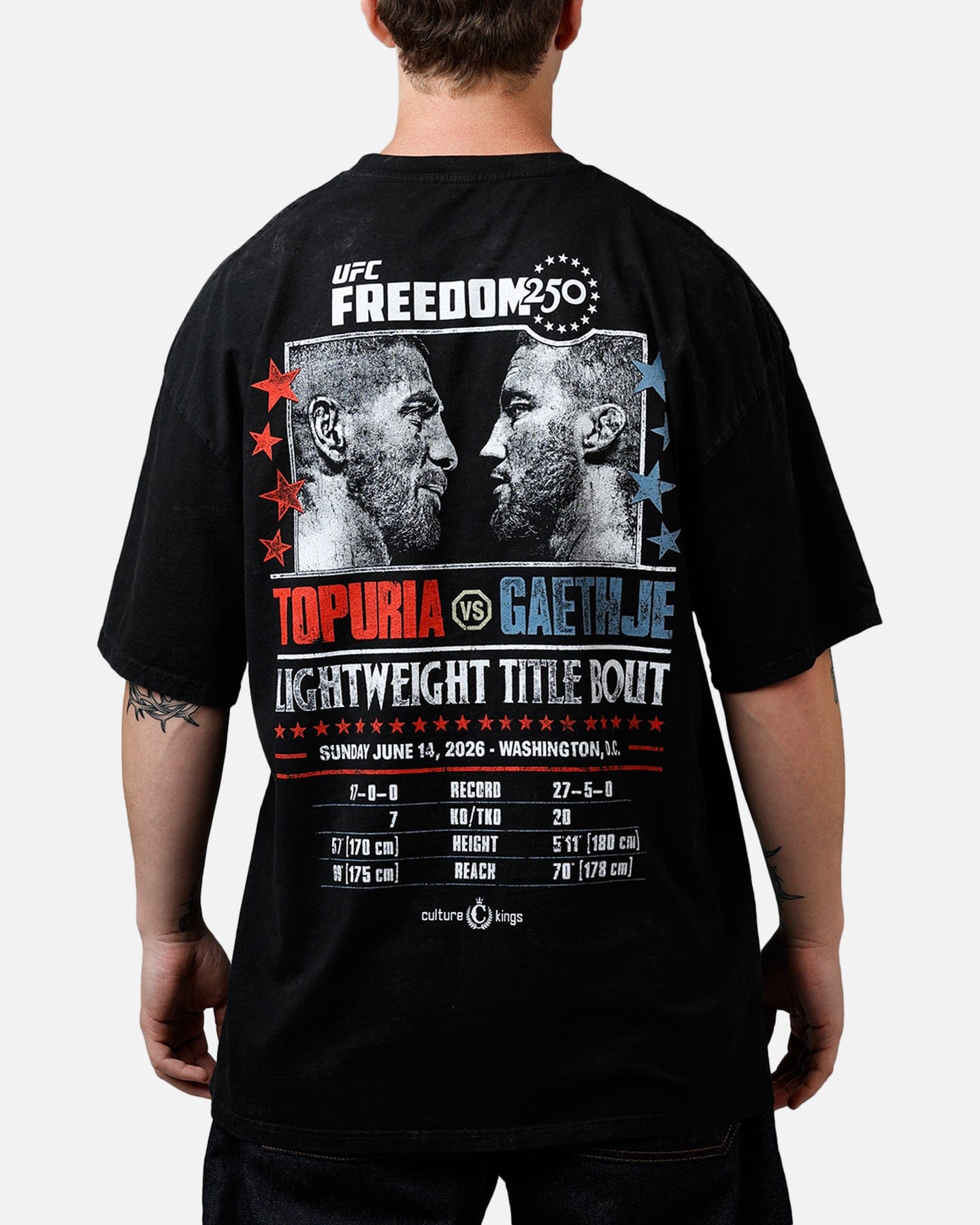 Culture KINGS UFC By Culture Kings UFC 250 Topuria Vs Gaethje T - Shirt Black Acidwash