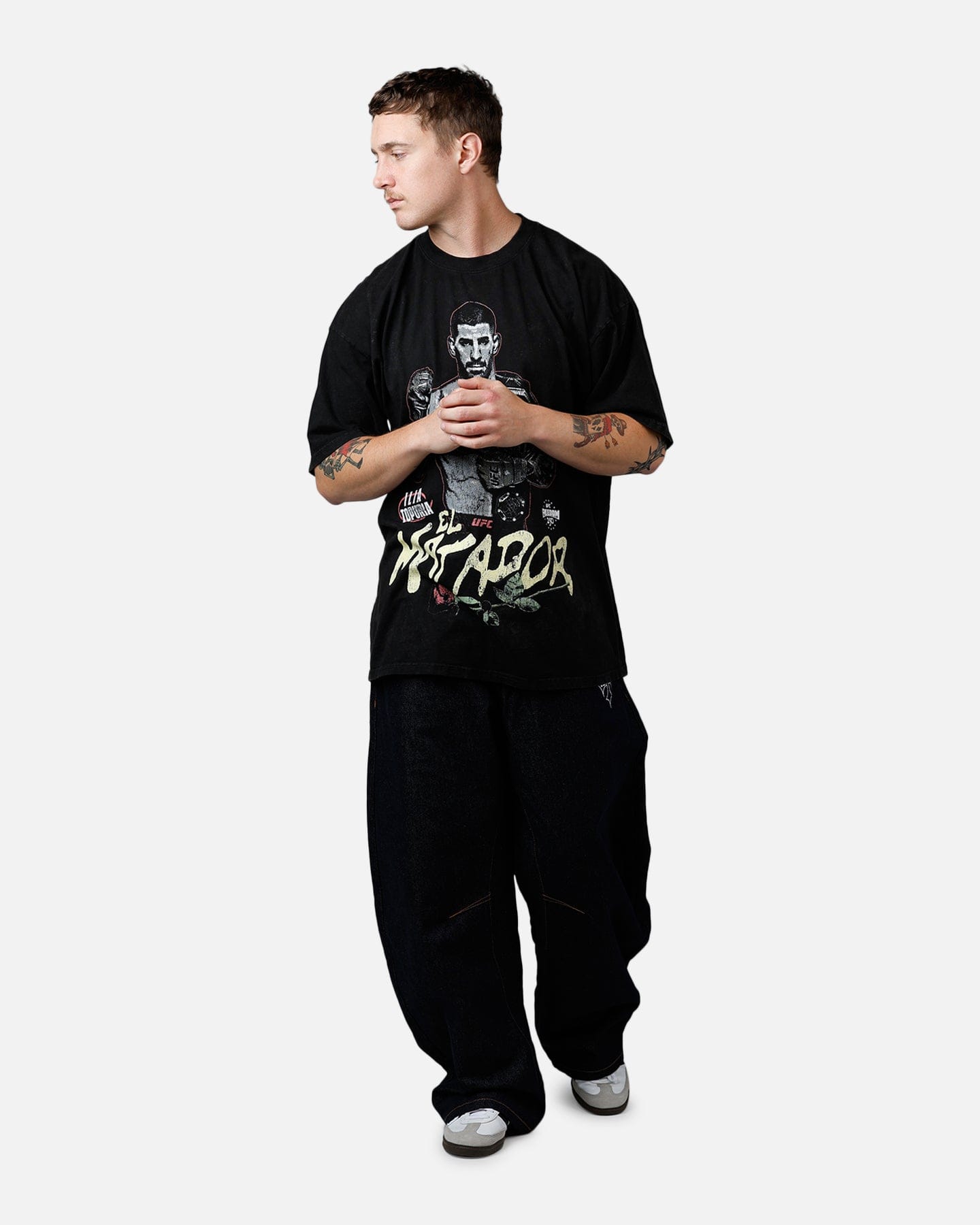 ILIA UFC By Culture Kings UFC 250 Ilia Topuria T - Shirt Black Acidwash