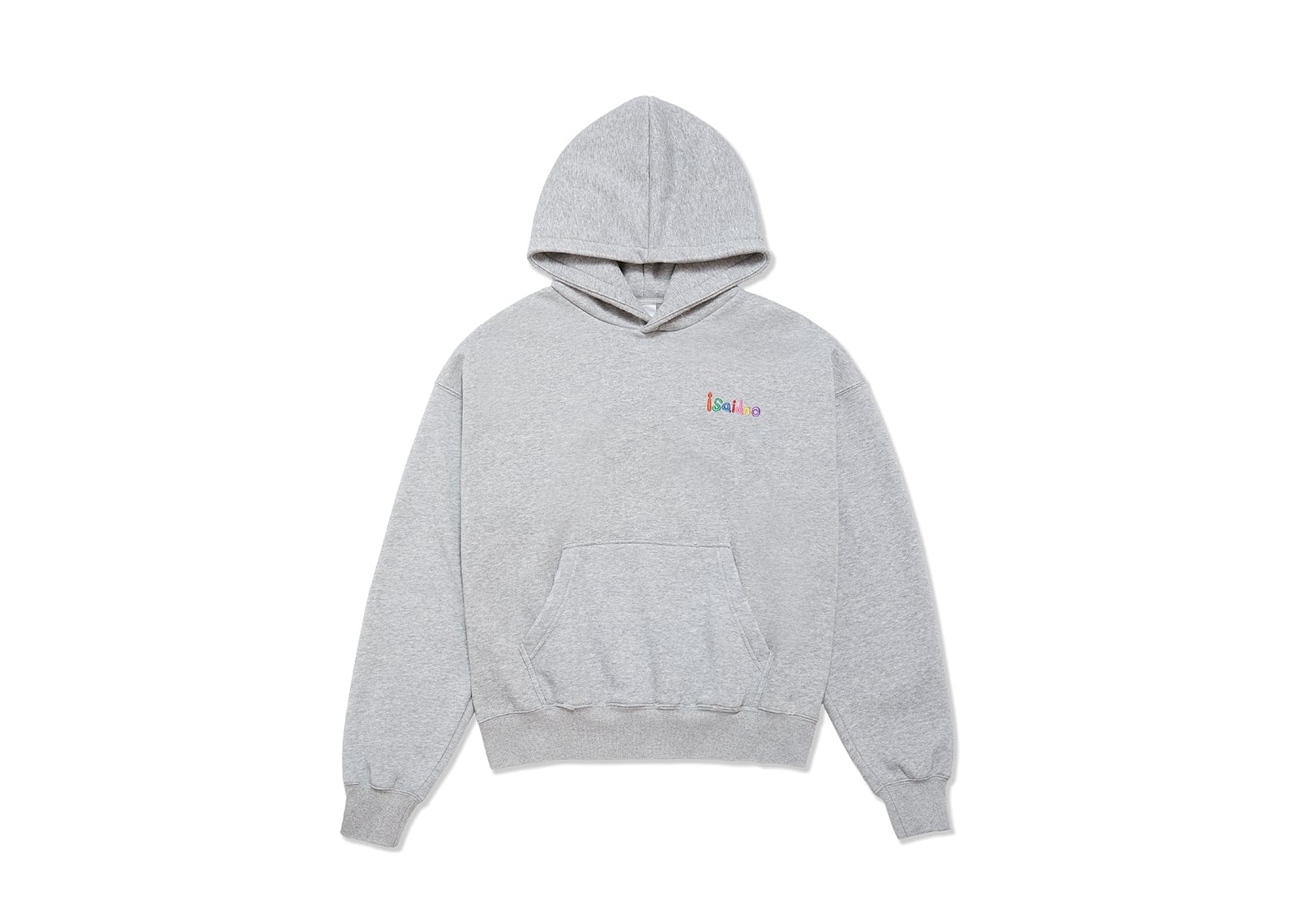 Isaidno Hand Drawn Logo Embroidered Hoodie Grey