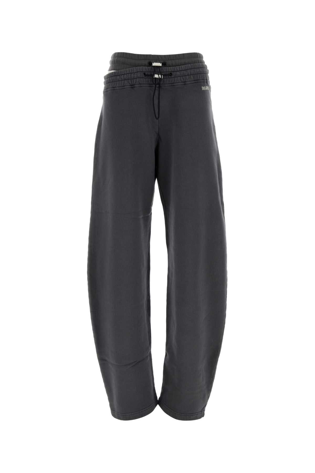 The Attico Cotton Wide - Leg Joggers — Gray