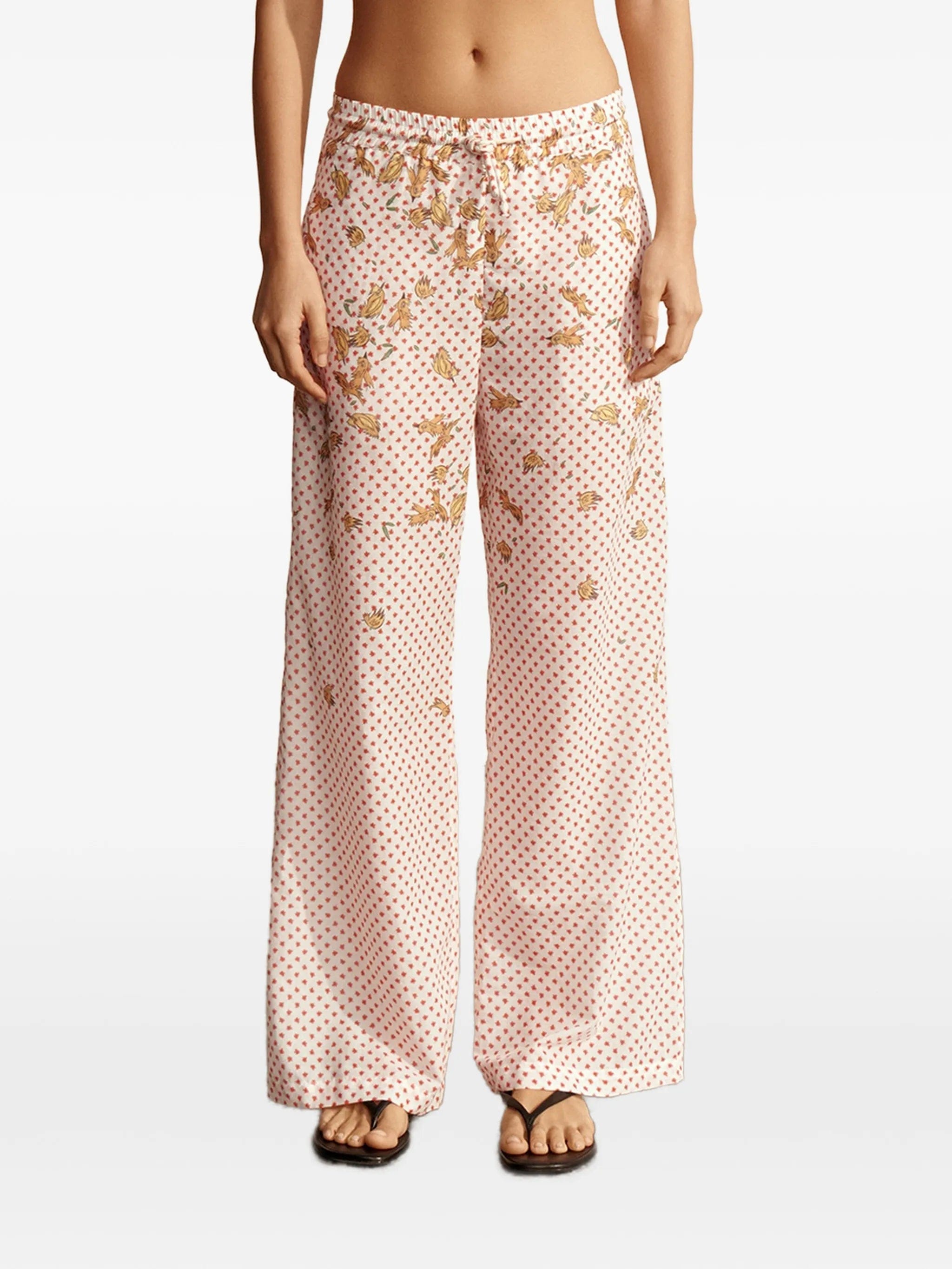 Donde Esteban bird - print polka - dot trousers