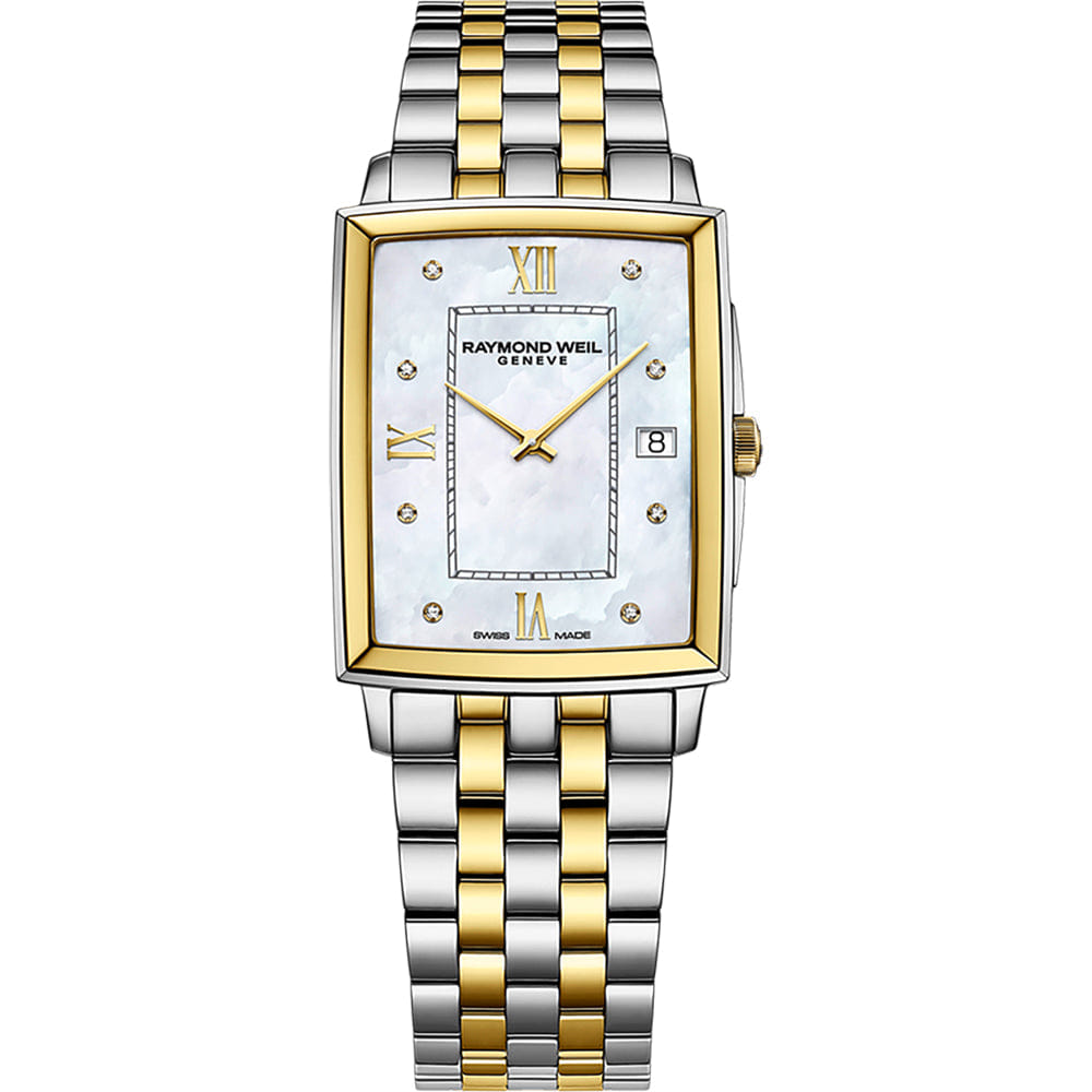 Raymond WEIL Men's Toccata Classic Rectangular Two Tone Bracelet Mother of Pearl Dial Diamond Watch
