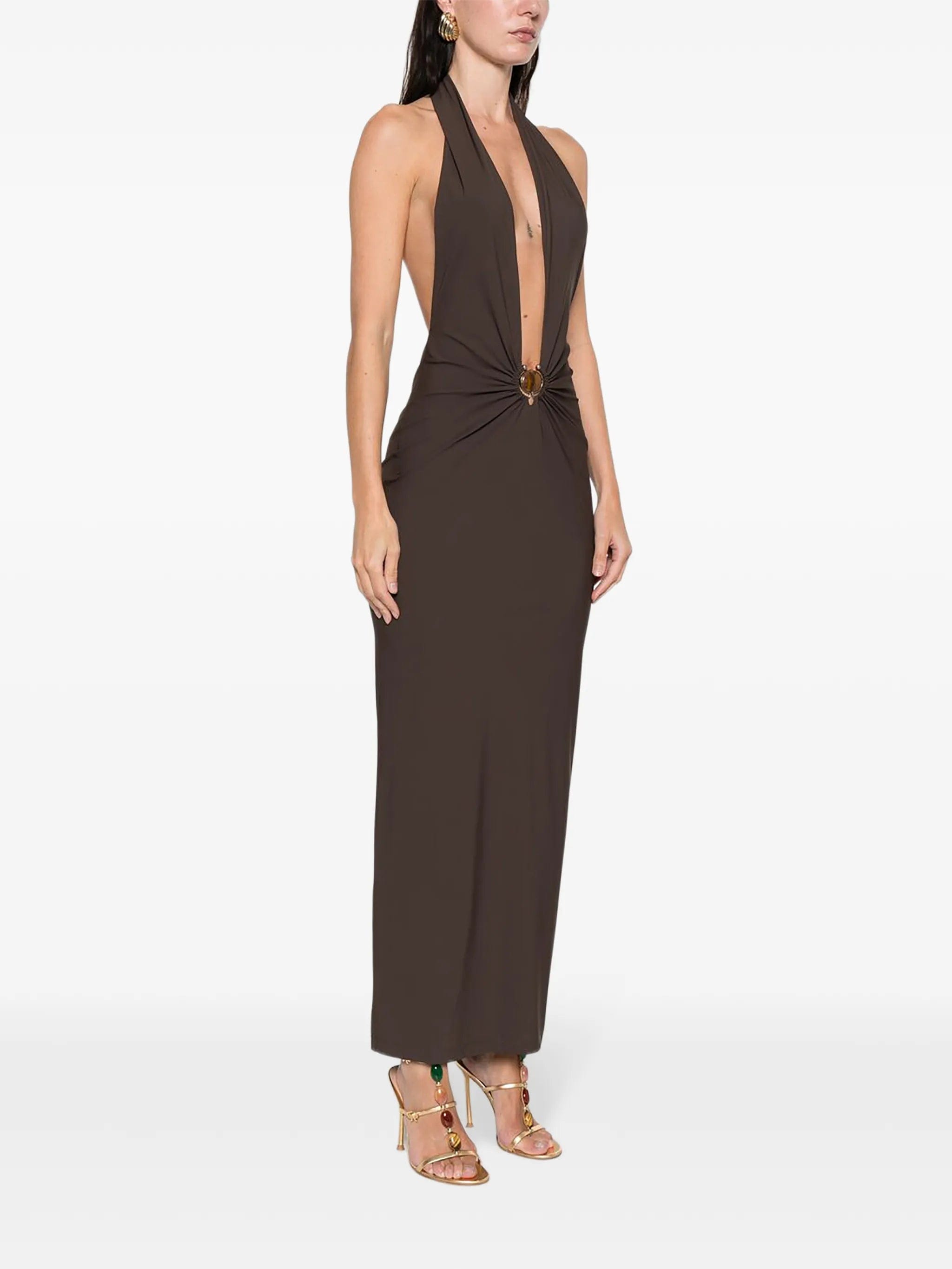 Christopher Esber ruched halterneck midi dress