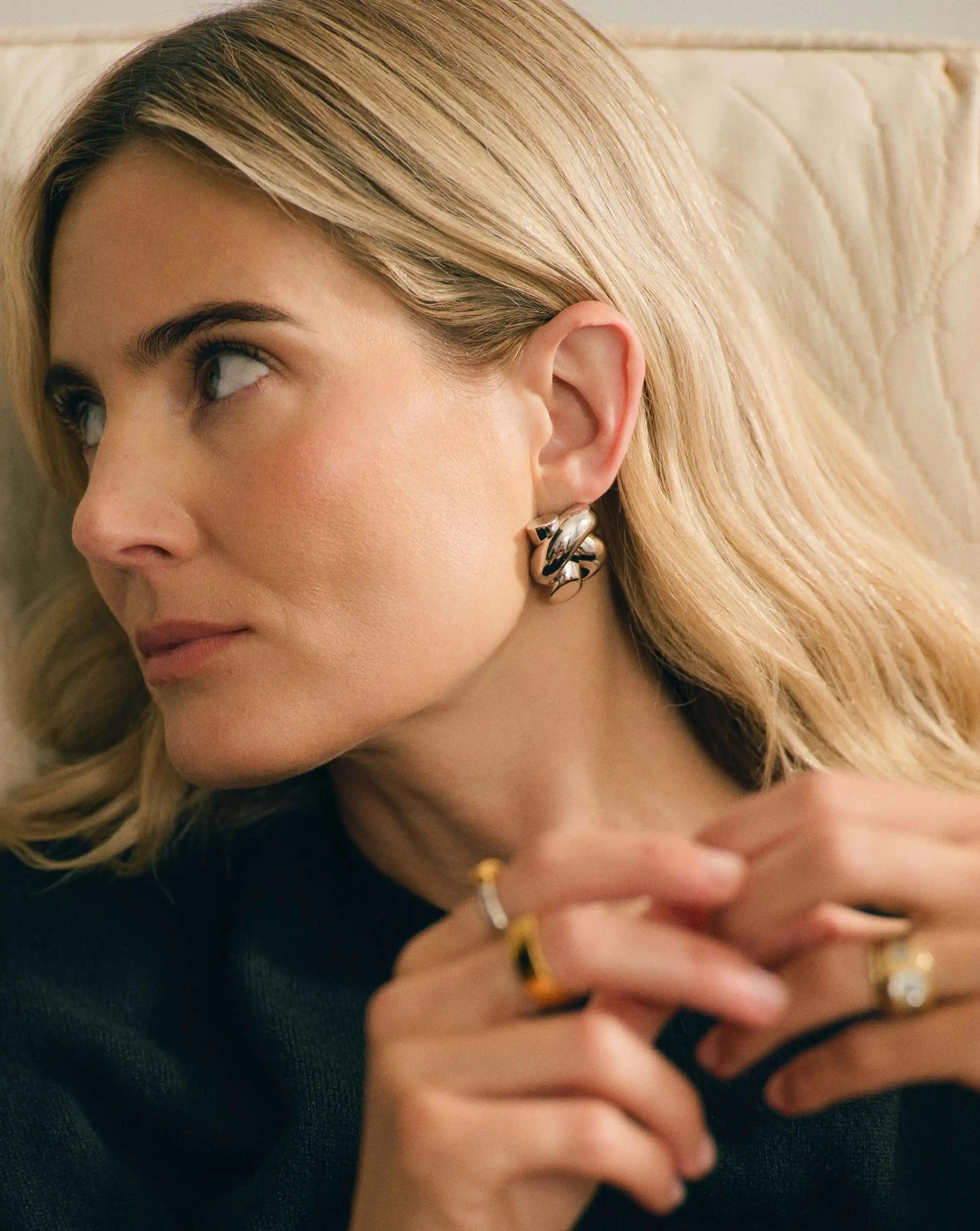 Knot Lucy Williams Knot Oversized Stud Earrings | Silver Plated
