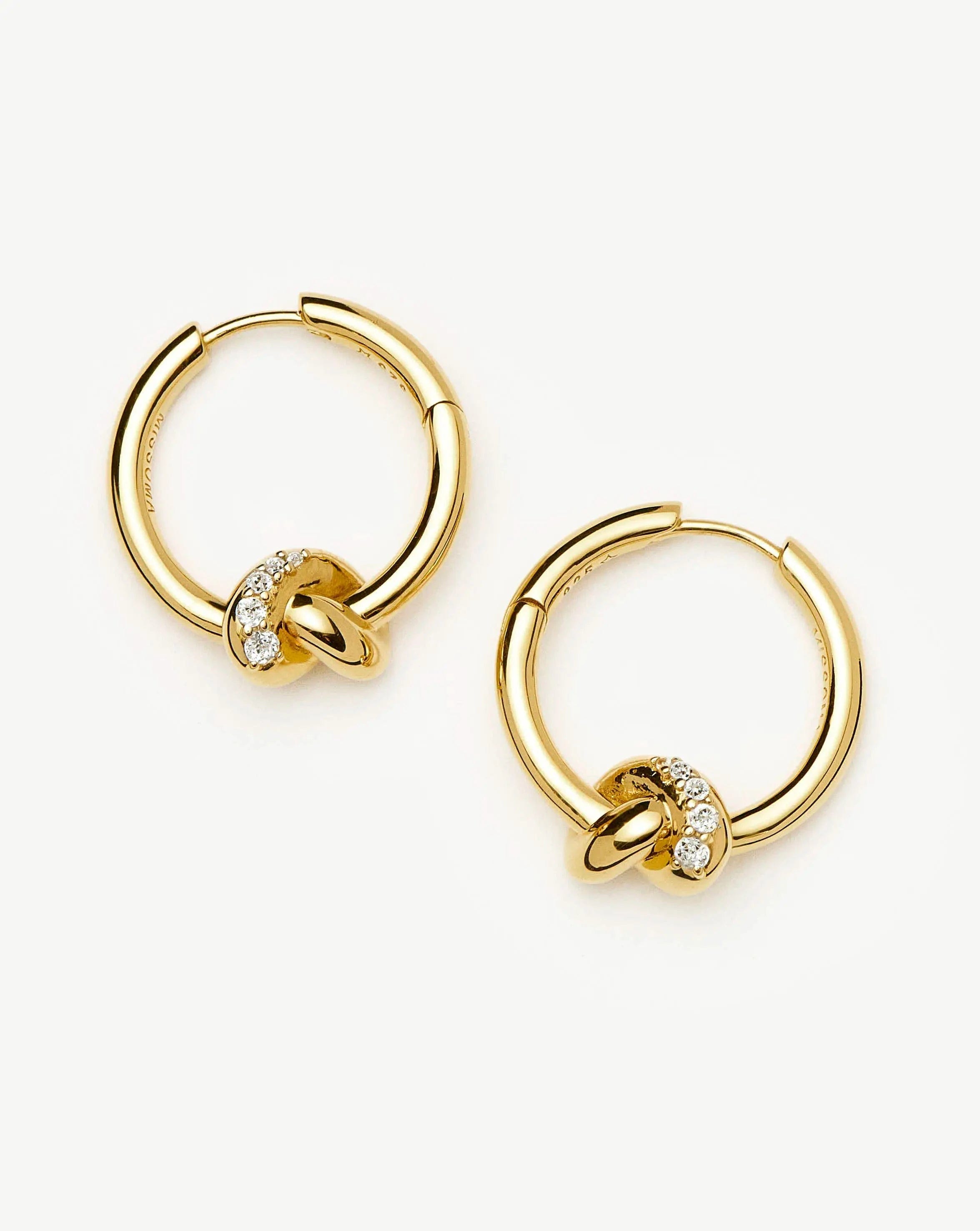Knot Lucy Williams Pavé Knot Small Hoop Earrings | 18ct Gold Plated