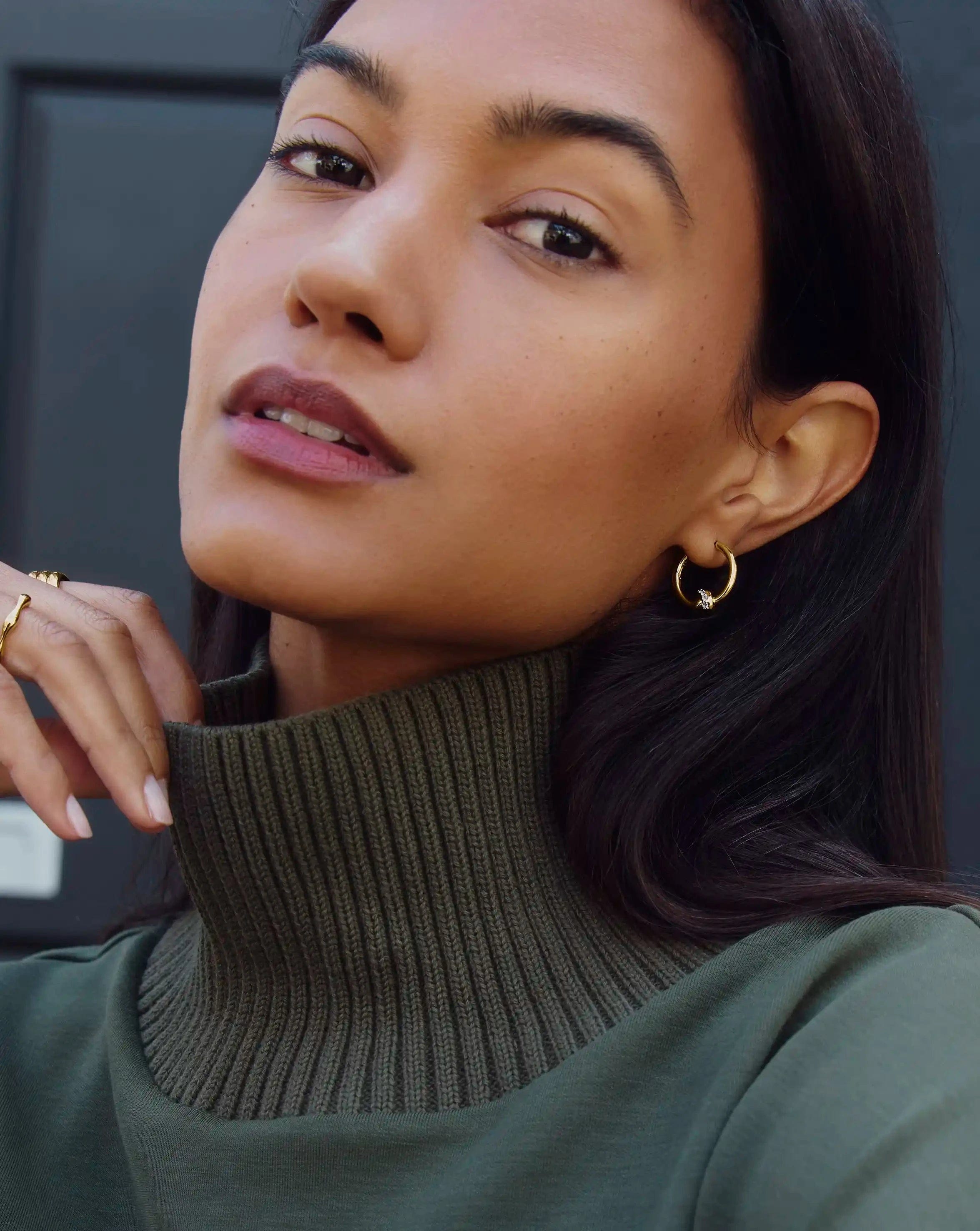 Knot Lucy Williams Pavé Knot Small Hoop Earrings | 18ct Gold Plated