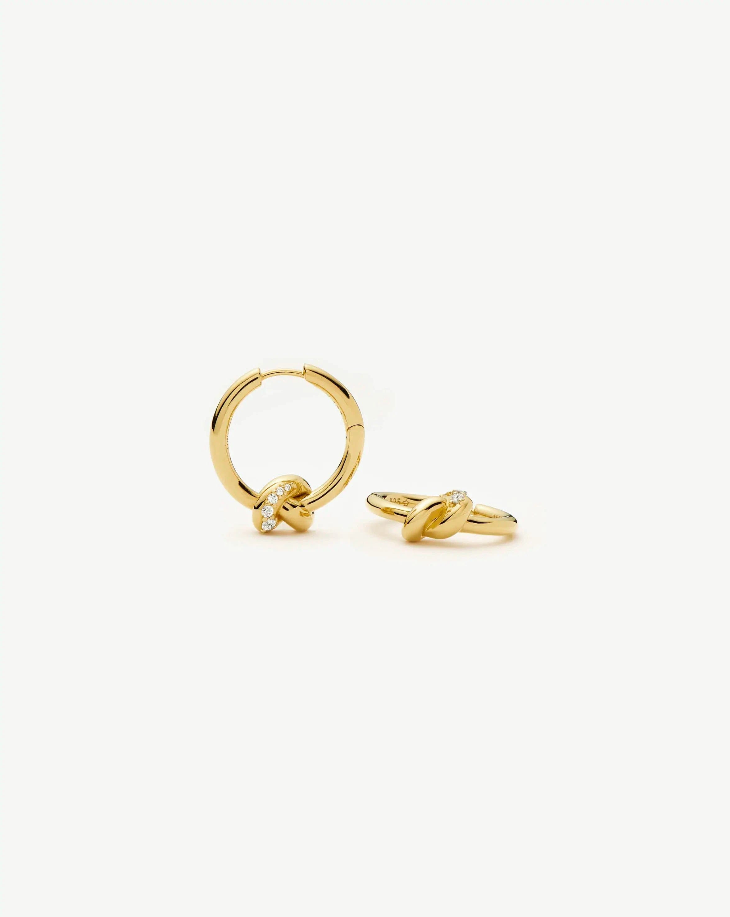 Knot Lucy Williams Pavé Knot Small Hoop Earrings | 18ct Gold Plated