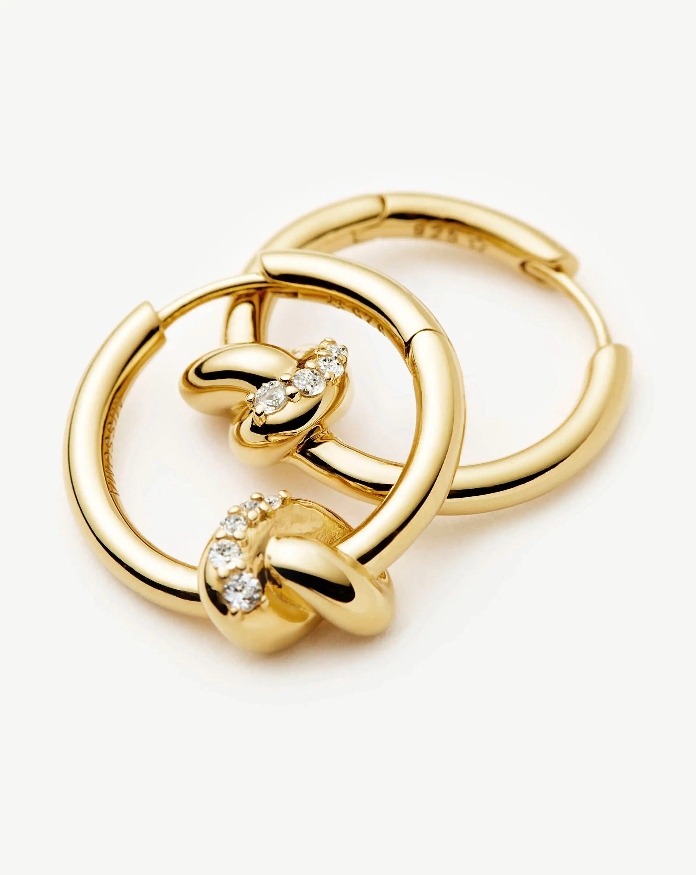 Knot Lucy Williams Pavé Knot Small Hoop Earrings | 18ct Gold Plated