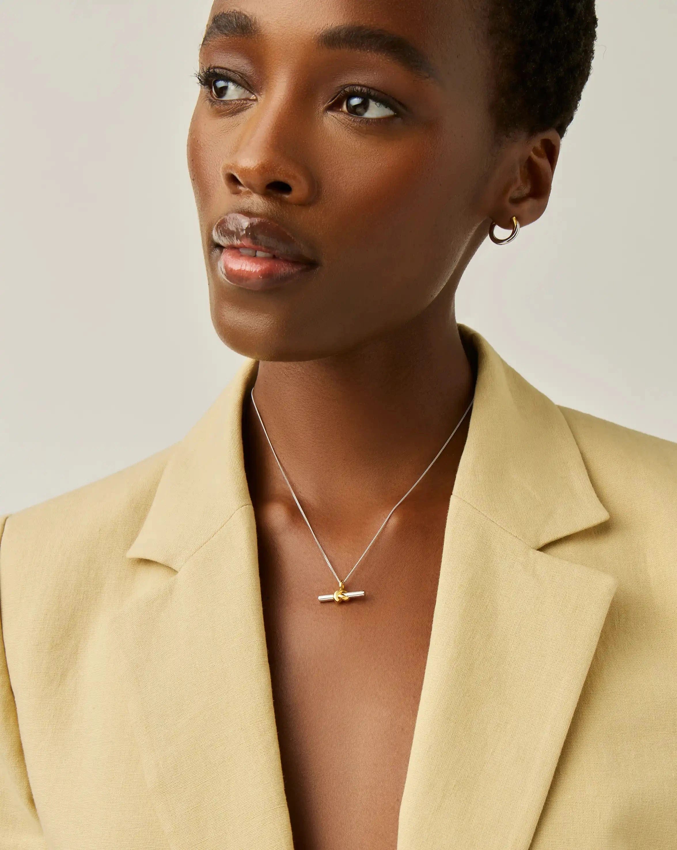 Knot Lucy Williams T - Bar Knot Pendant Necklace | Mixed Metal