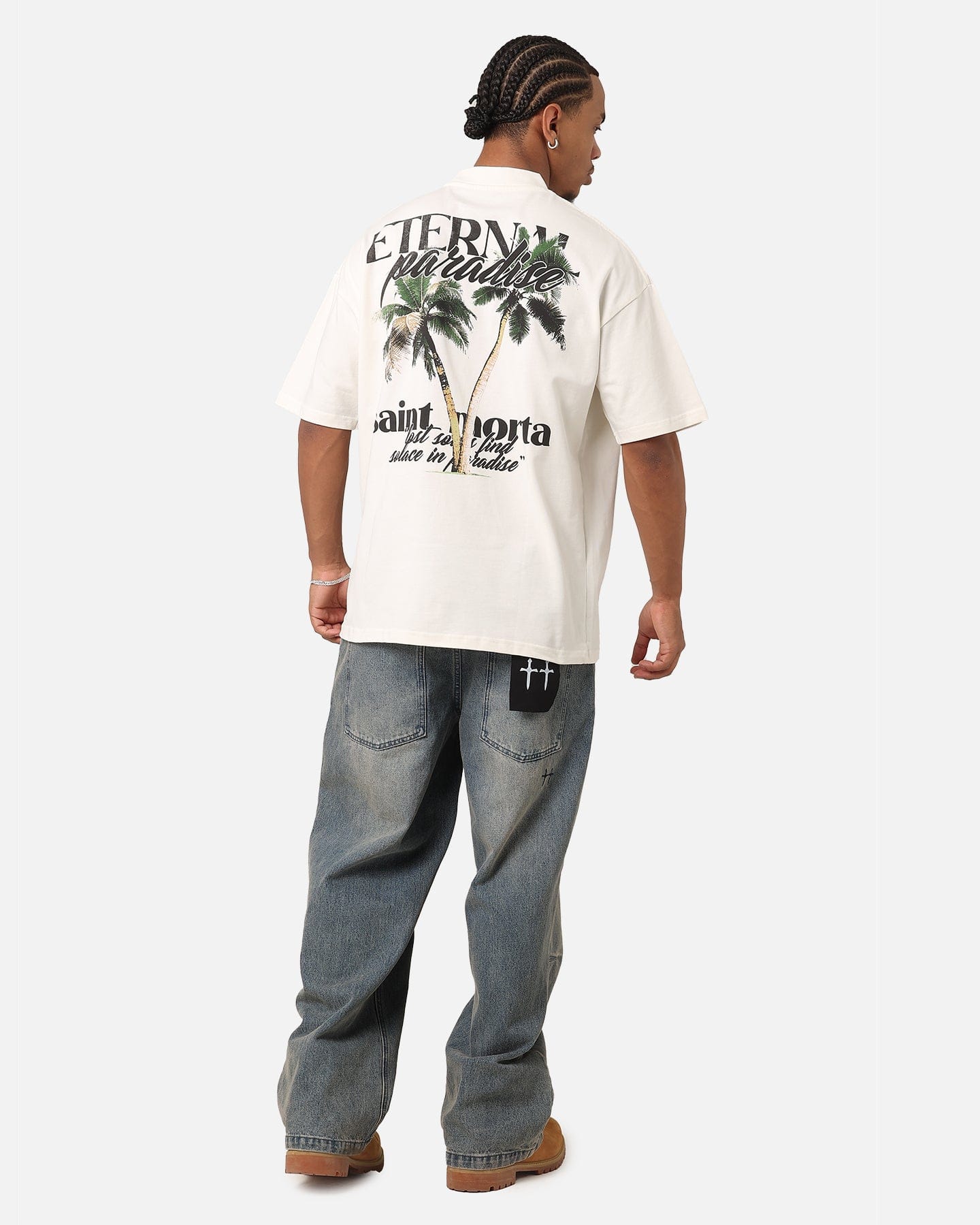 Saint Morta Paradise Mock Neck T - Shirt Off White