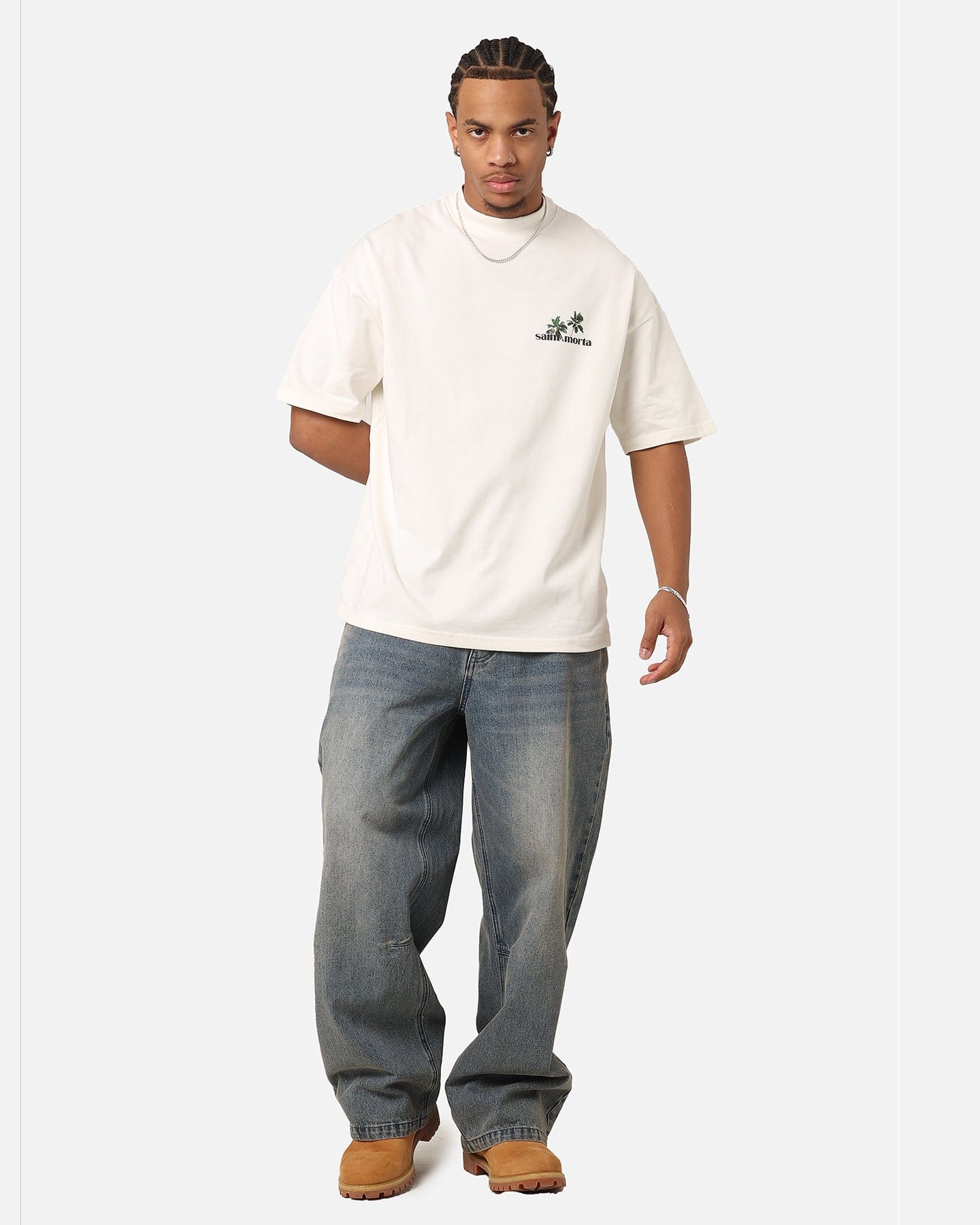Saint Morta Paradise Mock Neck T - Shirt Off White