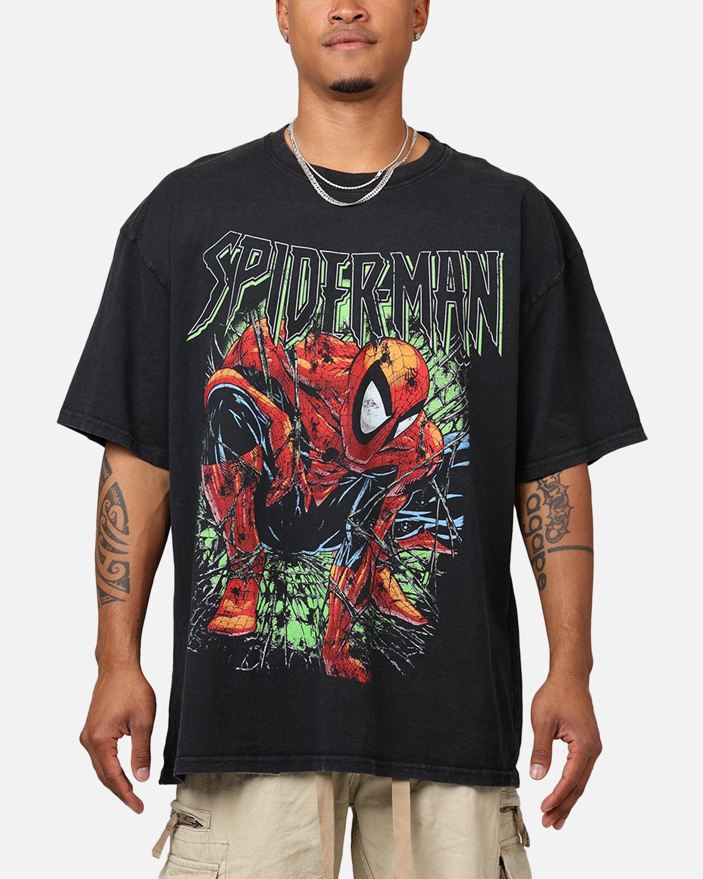Loiter Marvel Spider - Man T - Shirt Black Acidwash