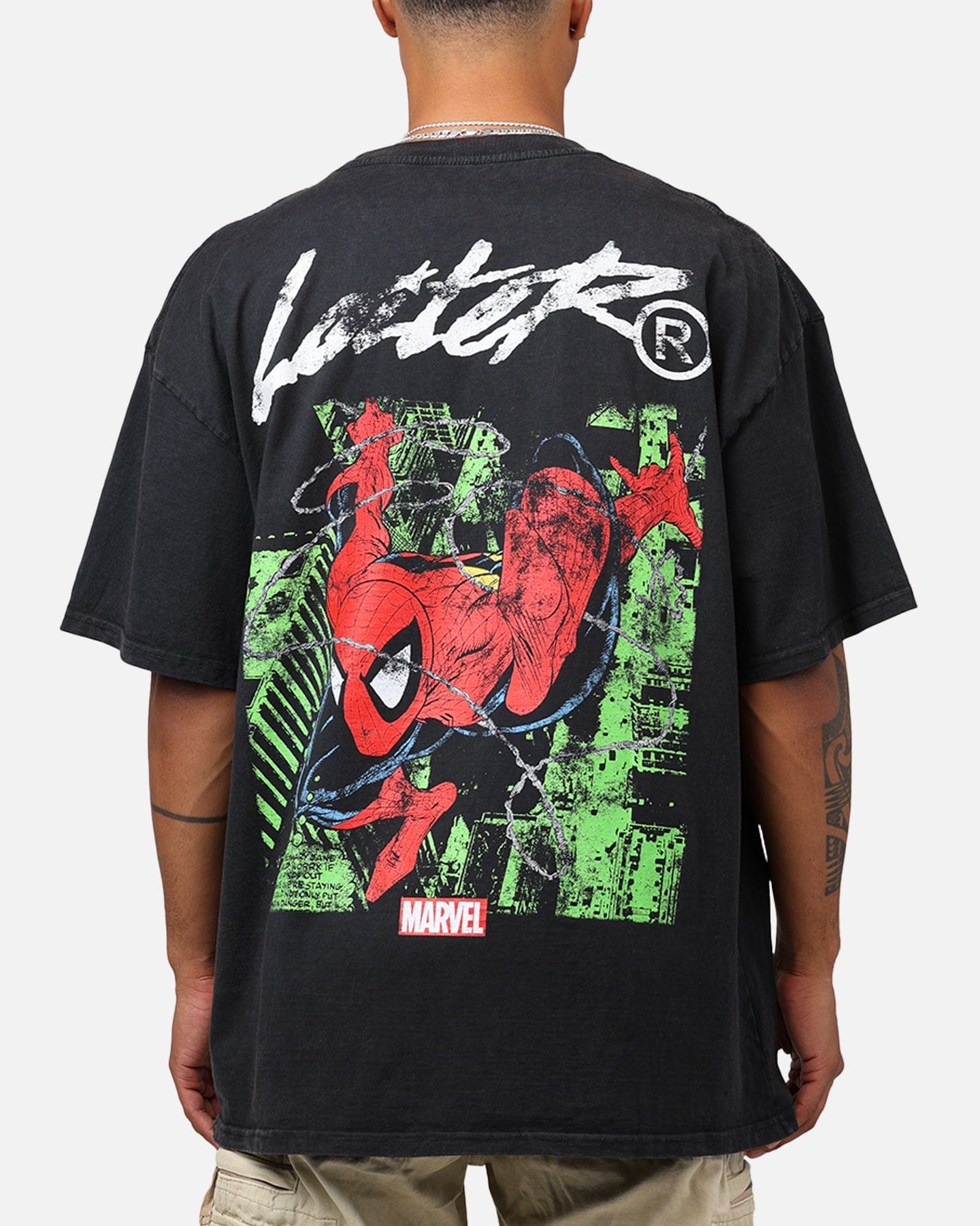 Loiter Marvel Spider - Man T - Shirt Black Acidwash