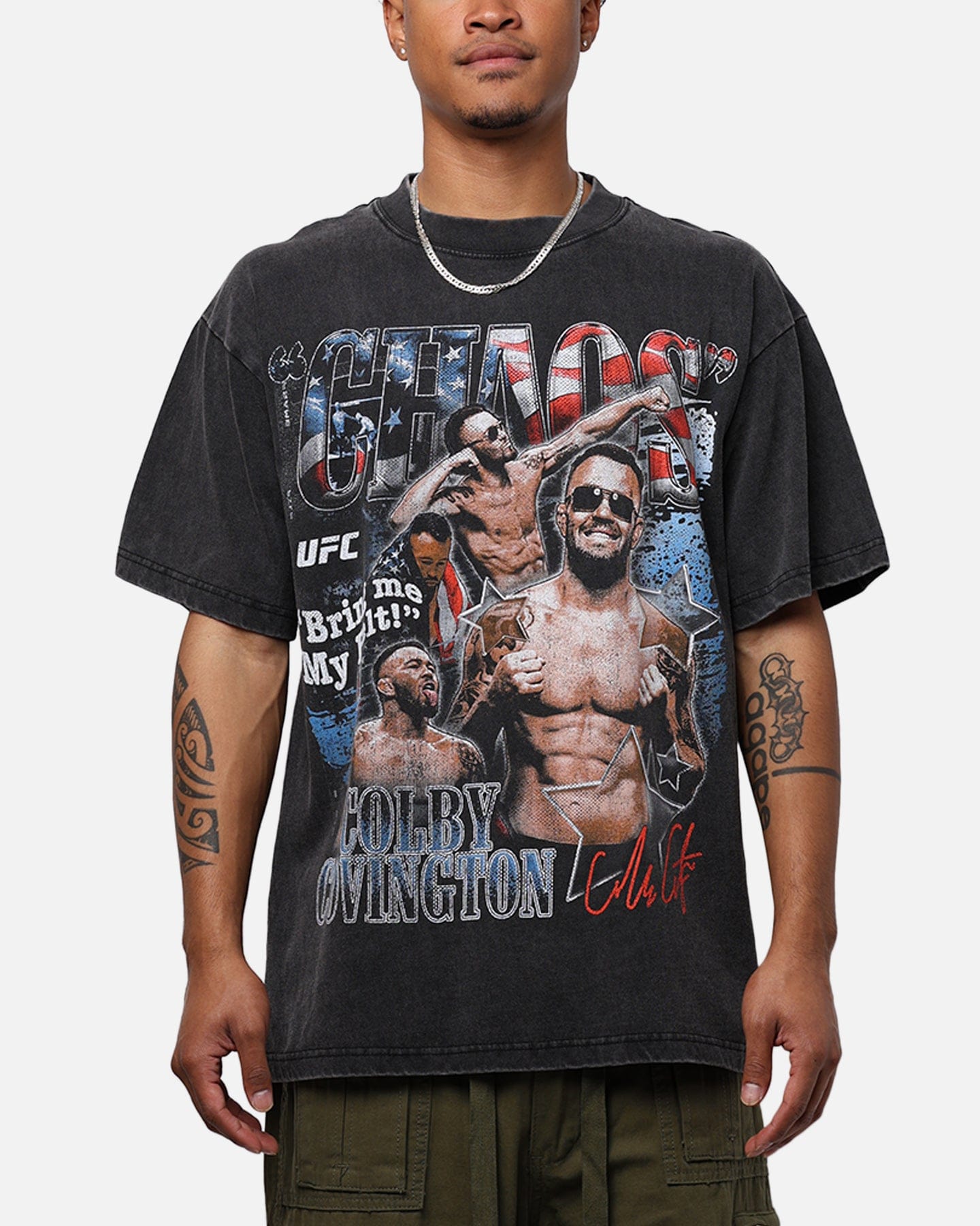 73studio UFC By 73Studio Colby Covington Belt Vintage T - Shirt Vintage Black