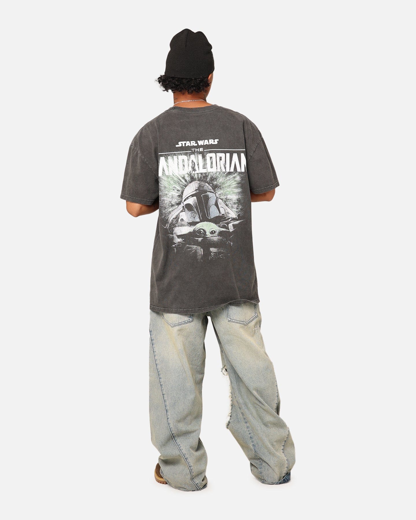 73studio Star Wars The Mandalorian Heavyweight T - Shirt Black Wash