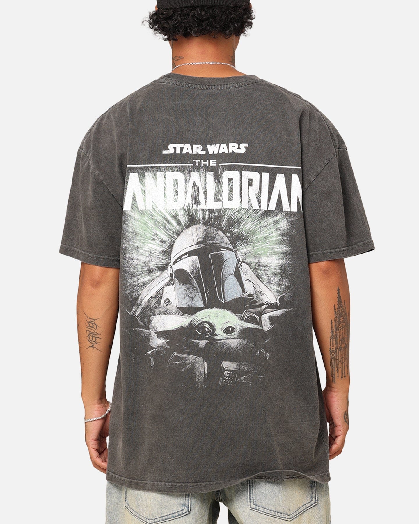 73studio Star Wars The Mandalorian Heavyweight T - Shirt Black Wash