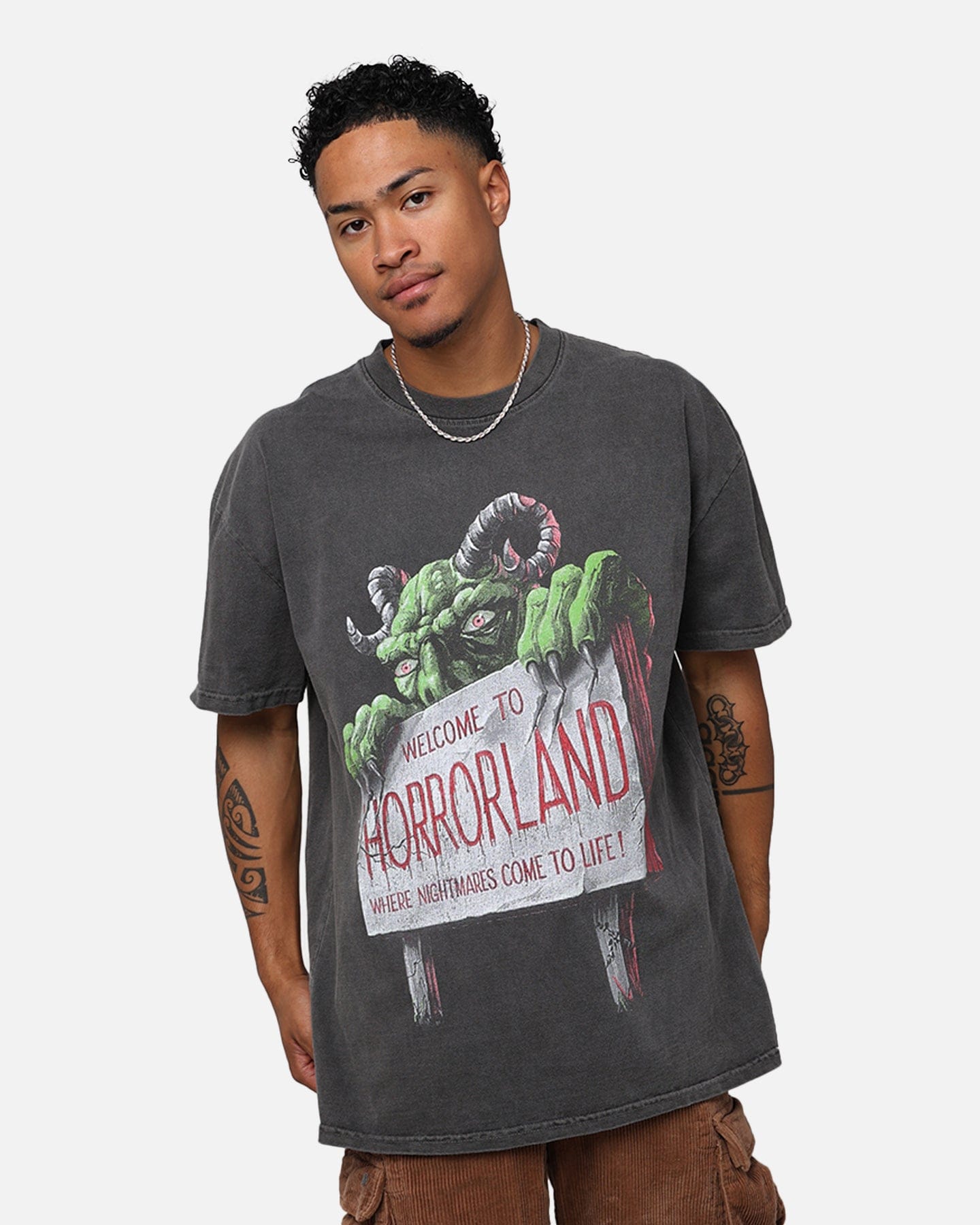 73studio x Goosebumps Horrorland Heavyweight T - Shirt Black Wash