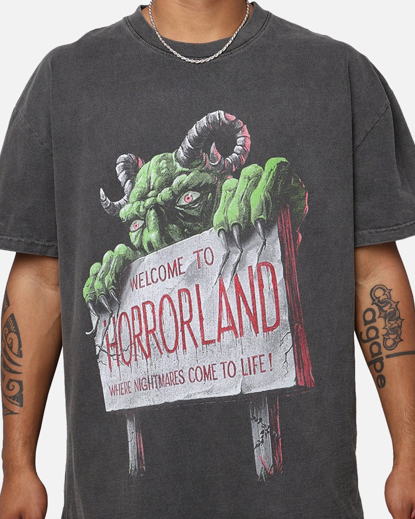 73studio x Goosebumps Horrorland Heavyweight T - Shirt Black Wash