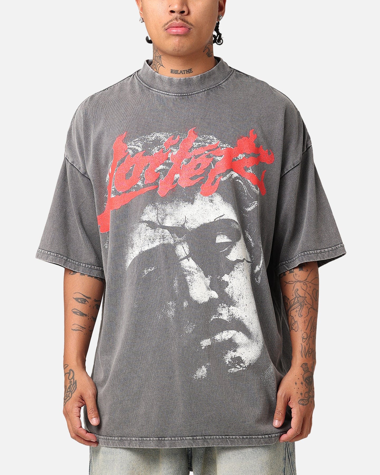 Loiter Search And Destroy Oversized T - Shirt Charcoal Grey