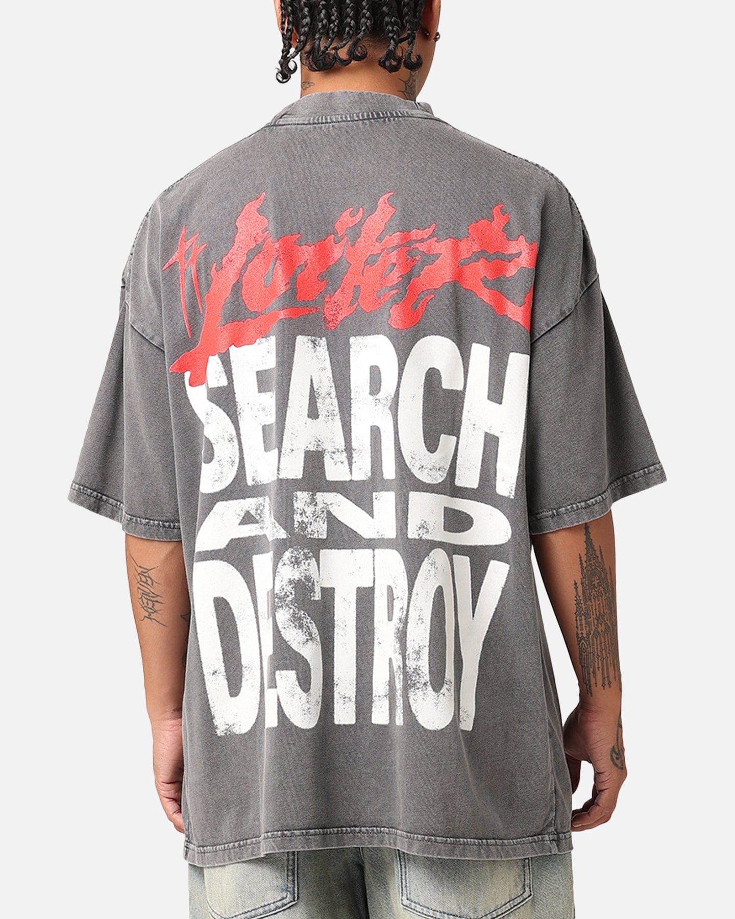 Loiter Search And Destroy Oversized T - Shirt Charcoal Grey