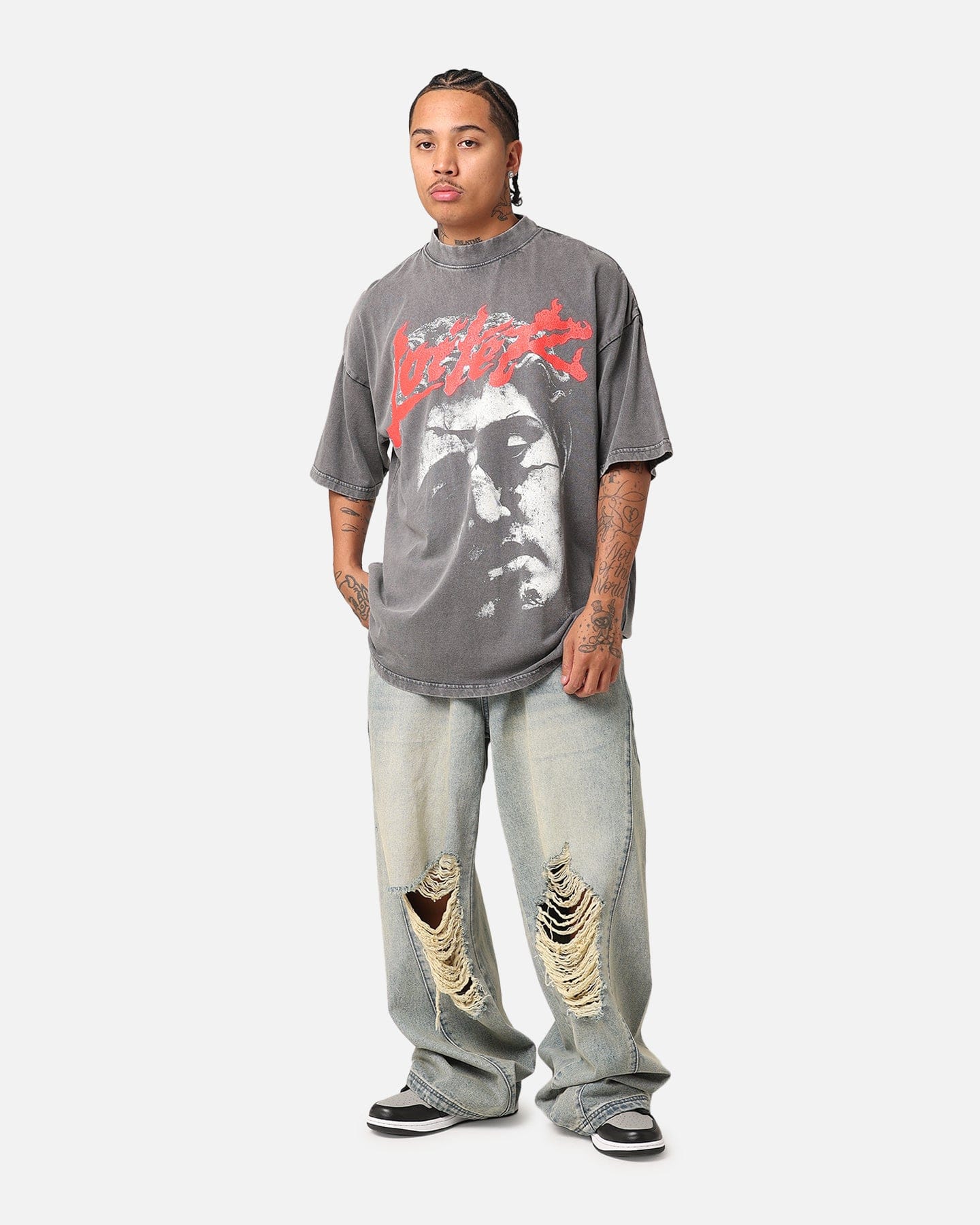Loiter Search And Destroy Oversized T - Shirt Charcoal Grey