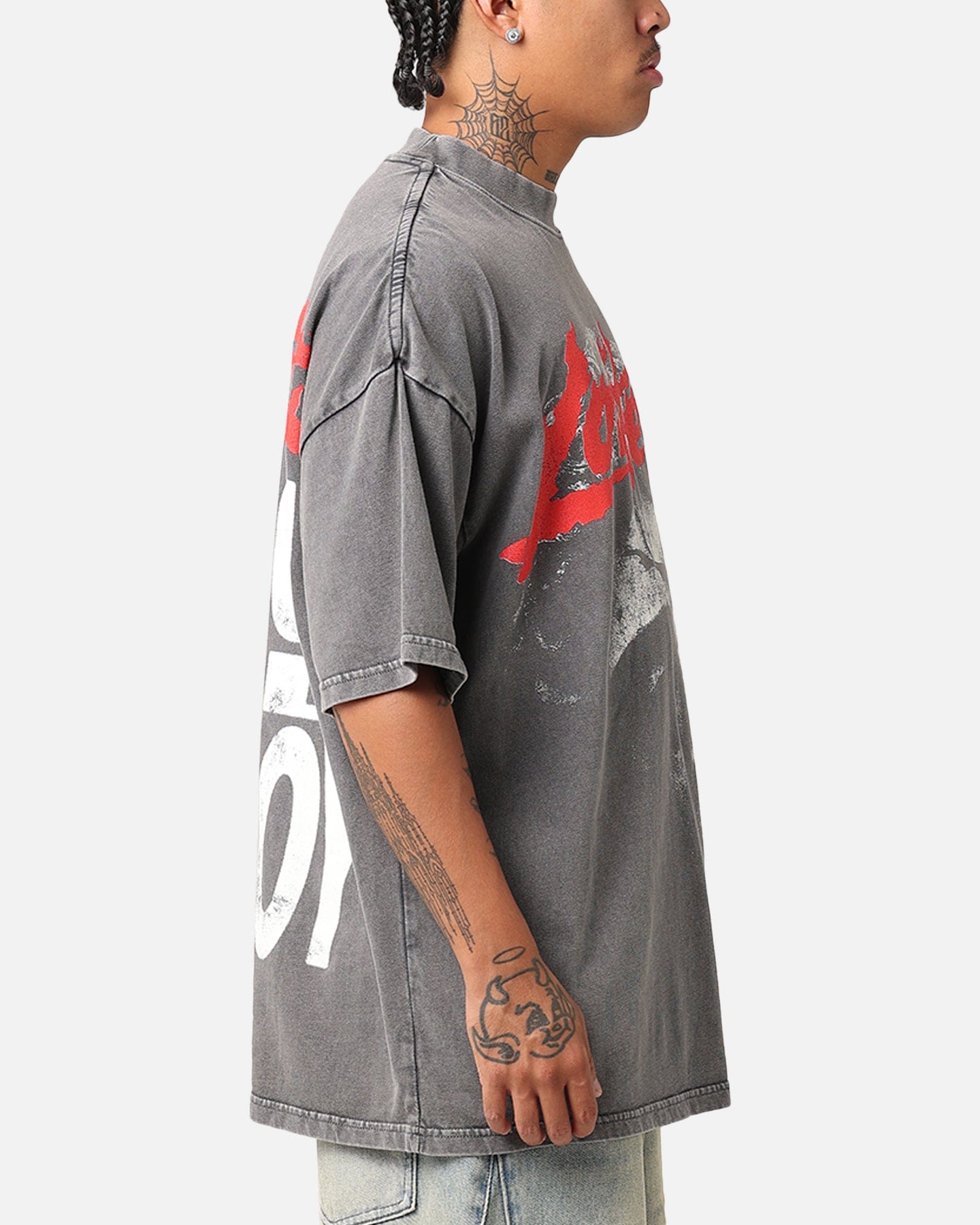 Loiter Search And Destroy Oversized T - Shirt Charcoal Grey