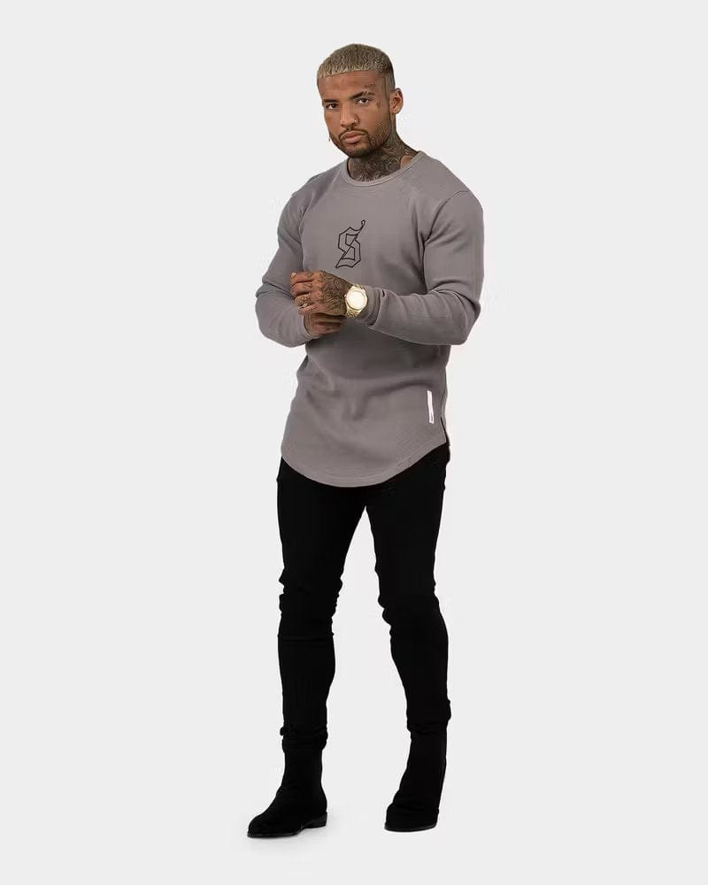 Saint Morta Icon Waffle Long Sleeve T - Shirt Grey/Black